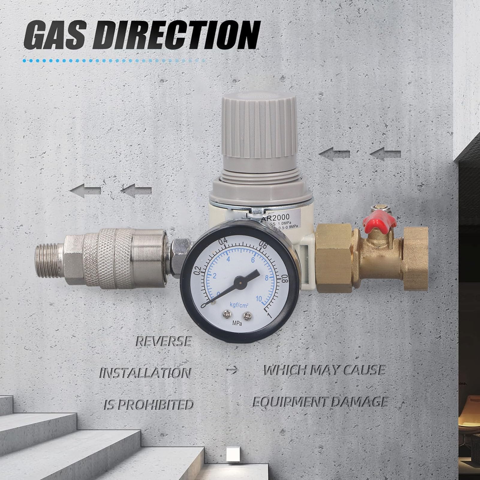 Regulator ciśnienia powietrza AR2000 1/2 cala NPT, zawór trójdrożny, regulator ciśnienia powietrza w stylu amerykańskim, z manometrem 0-1 MPa do sprężarek powietrza i narzędzi pneumatycznych