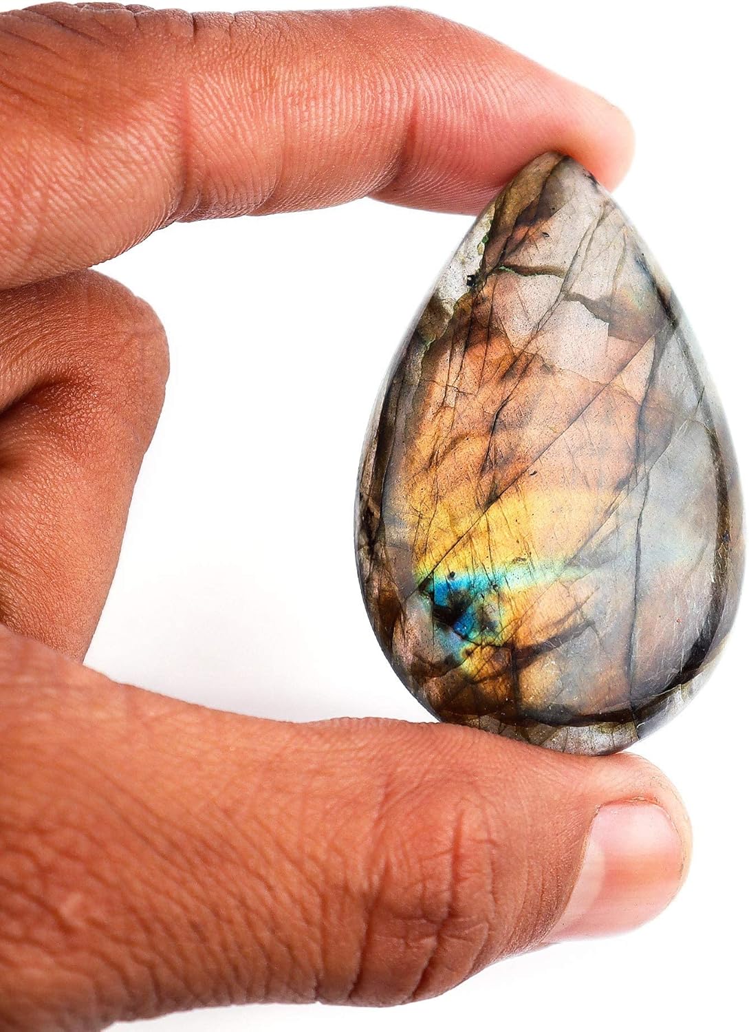 OdrillionGems Natural Labradorite Stone, Natural Gemstones and Crystals Cabochon Lot, DIY Jewelry Making Loose Gemstones, Chakra Healing Crystals, Wire Wrapping Cabochons, Pack of 5 (Large)