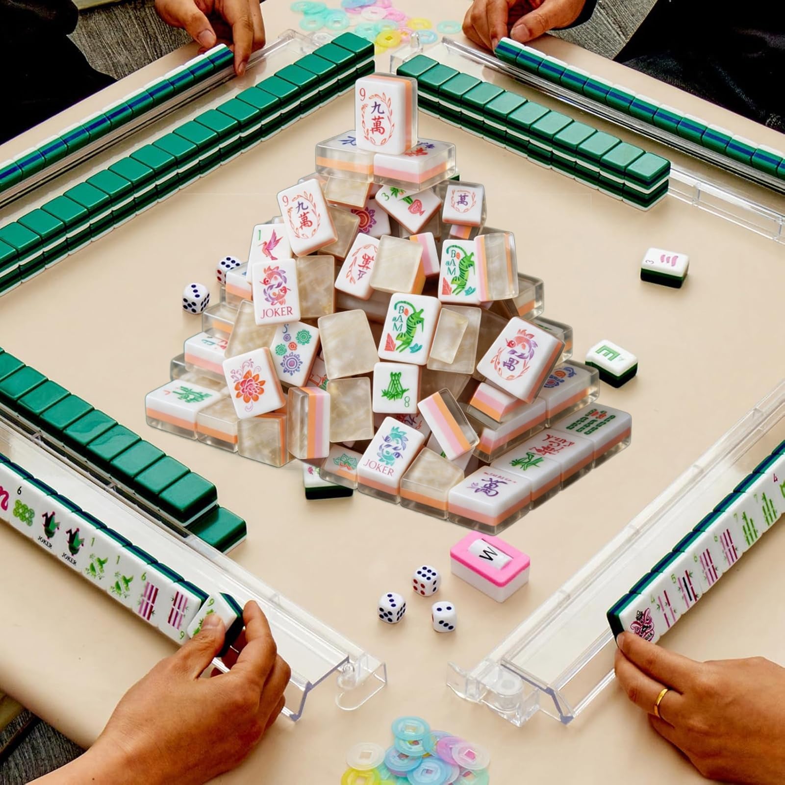 160-teiliges Mahjong-Set (amerikanischer Stil), (3,2 cm, nur Spielsteine), für Erwachsene, Frauen, Familien, Partys, Reisen, Spiel, Geschenk