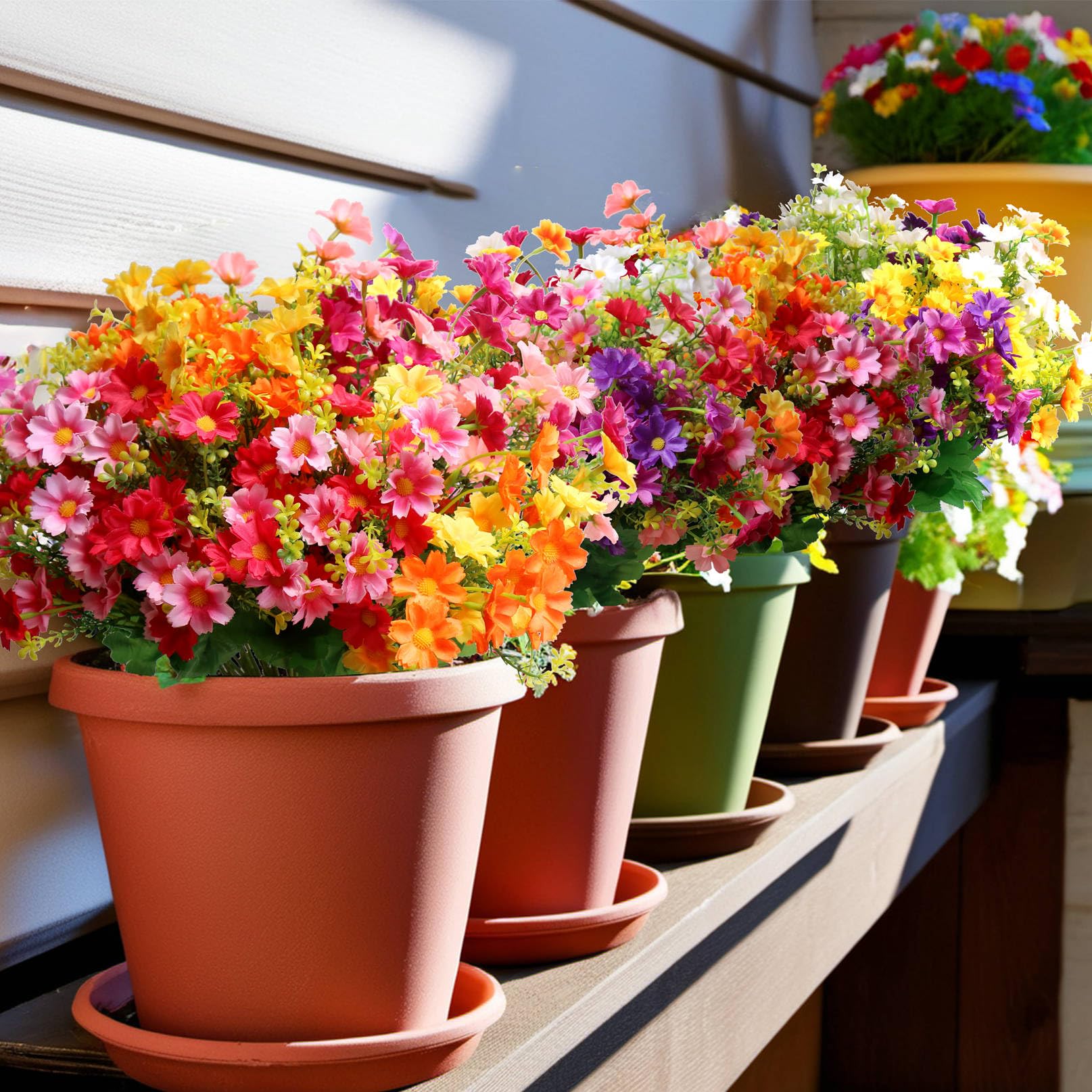 2 pezzi (giallo) fiori artificiali in plastica, resistenti ai raggi UV