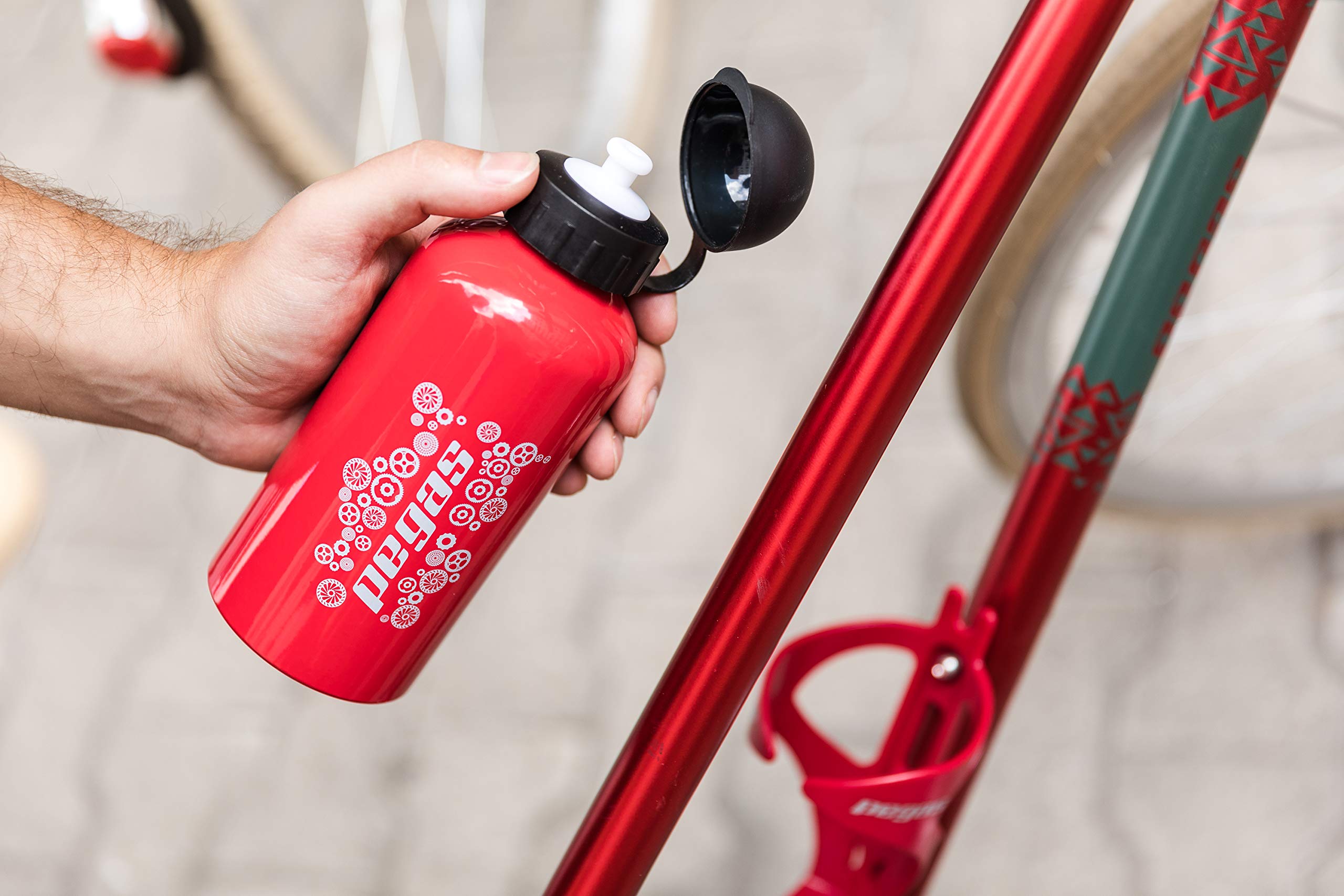 Pegas - Borraccia per bicicletta, portabottiglie, accessorio per bici da città, eBike Comfort MTB, Rosso 500 ml