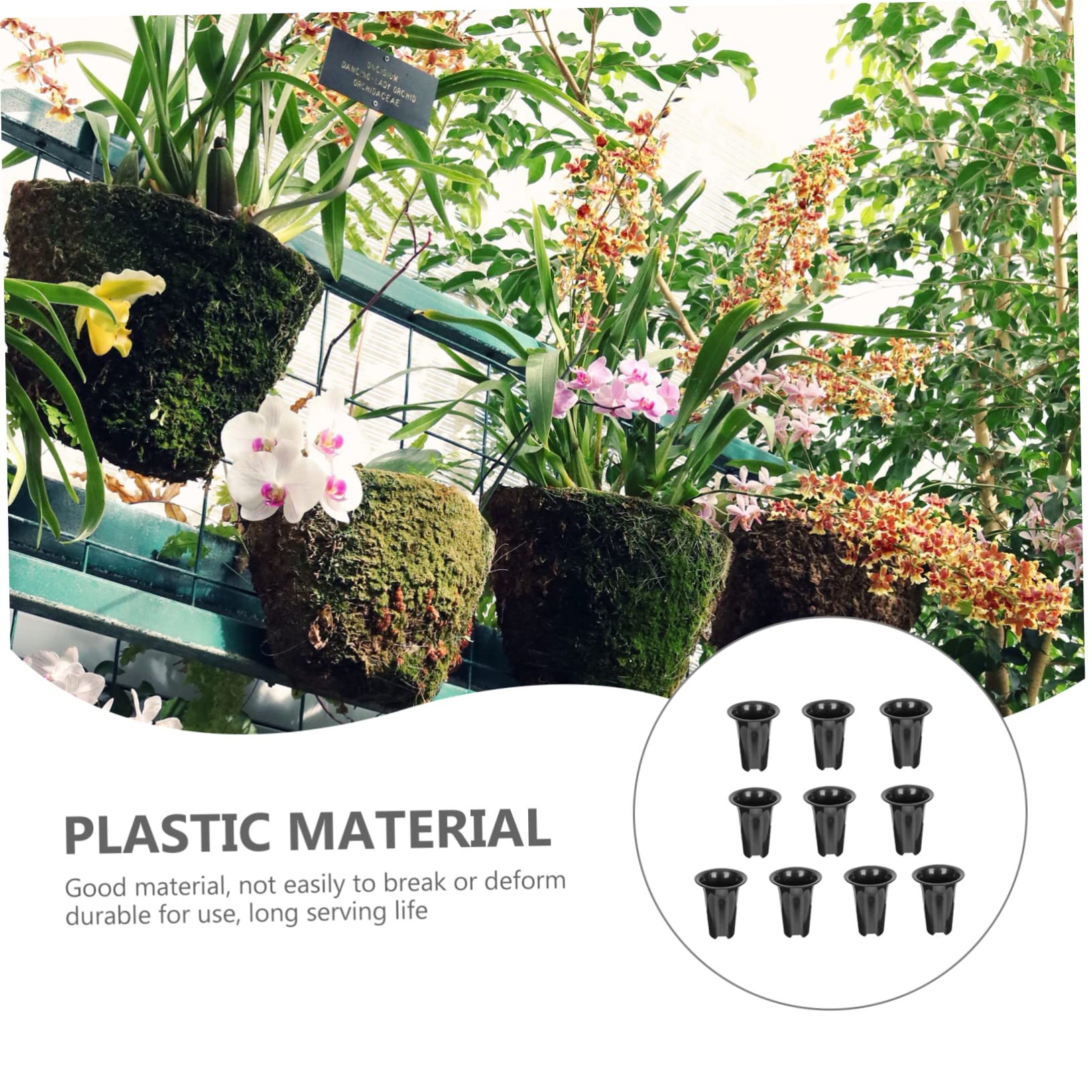 Sosoport Lot de 10 Pots De Pépinière en Plastique Noirs 6 Pouces pour Orchidées, Pots Respirants à Trous De Drainage, Hauteurs Et Épaisseur Renforcées, pour Jardin Balcon Intérieur Extérieur