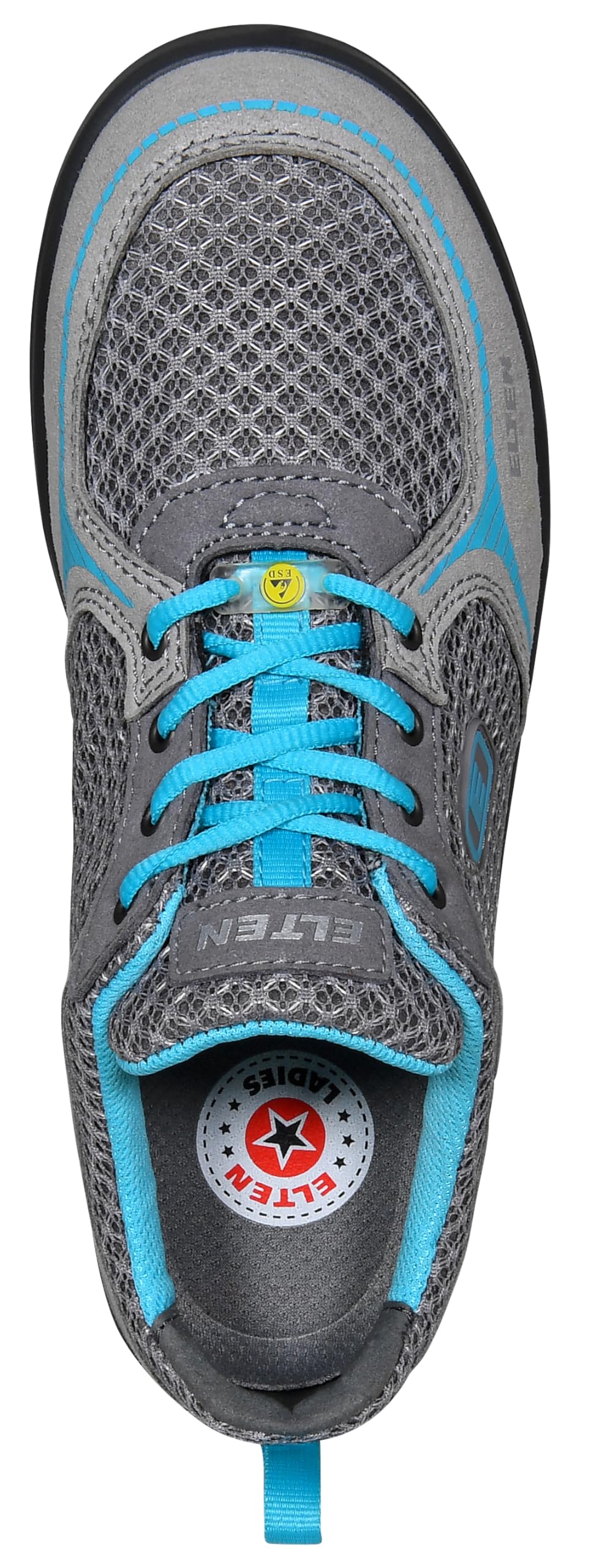 ELTEN Sicherheitsschuhe MILA aqua Low ESD S1, Damen, Textil, Stahlkappe, leicht, sportlich, Grau/Türkis, Größe: 38