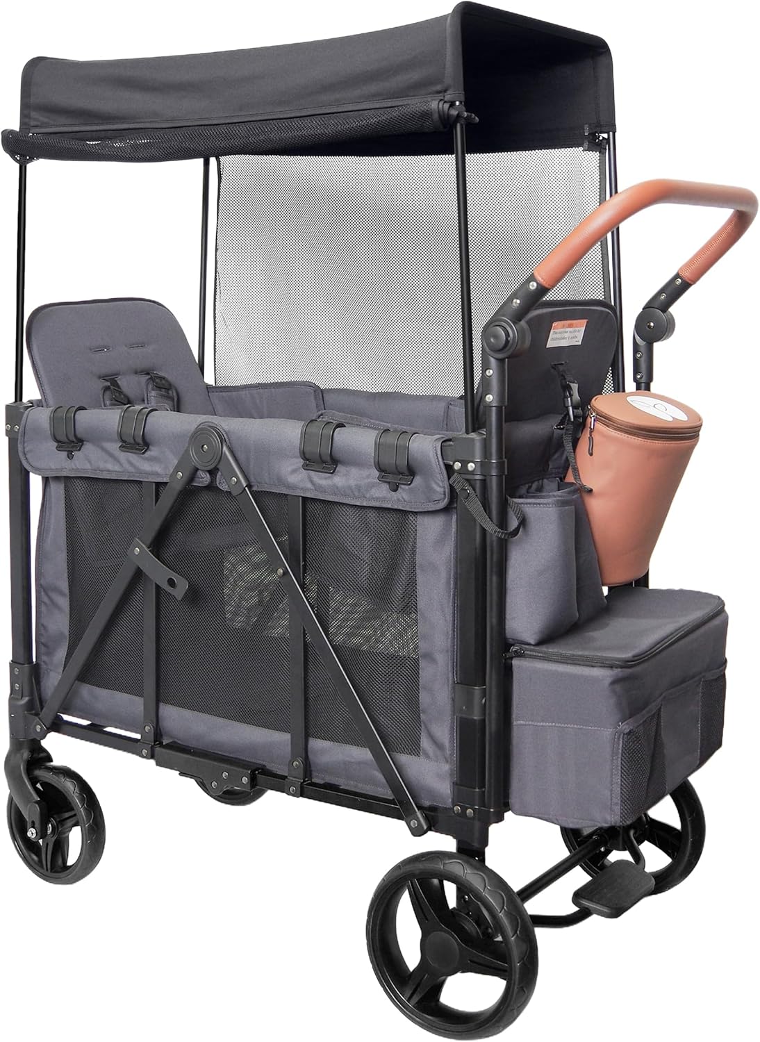 Wagon Stroller for 2 Kids with Insulated Snack Pack Foldable All-Terrain Wagon