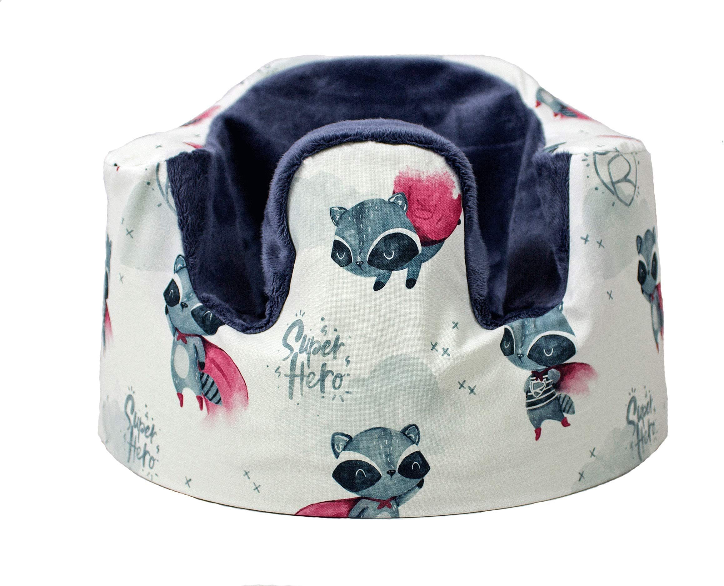 Superhero Raccoon Bumbo Seat Cover, Handmade Cover for Floor Seat Bumbo, Fitted Bumbo Cover