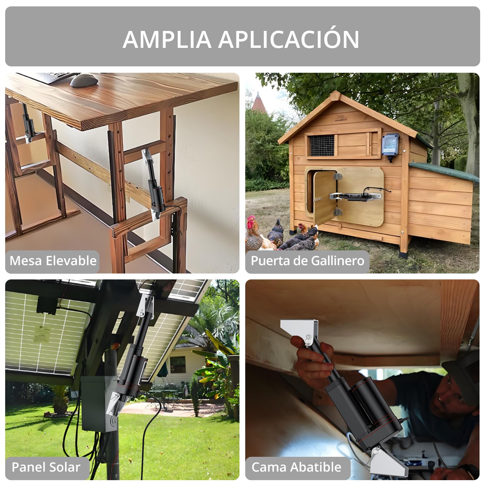 Justech Actuador Lineal 1500N 50mm,12V Motor Actuador Lineal,Impermeable IP65,Aleación de Aluminio para Sistema Automático de Apertura,Seguidor Solar para Paneles,Elevador de Cama etc