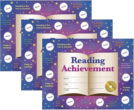 Hayes Publishing Certificate & Reward Set, 8.5-inch x 11-inch, Reading Achievement, 30 Per Pack, 3 Packs H-VA807-3