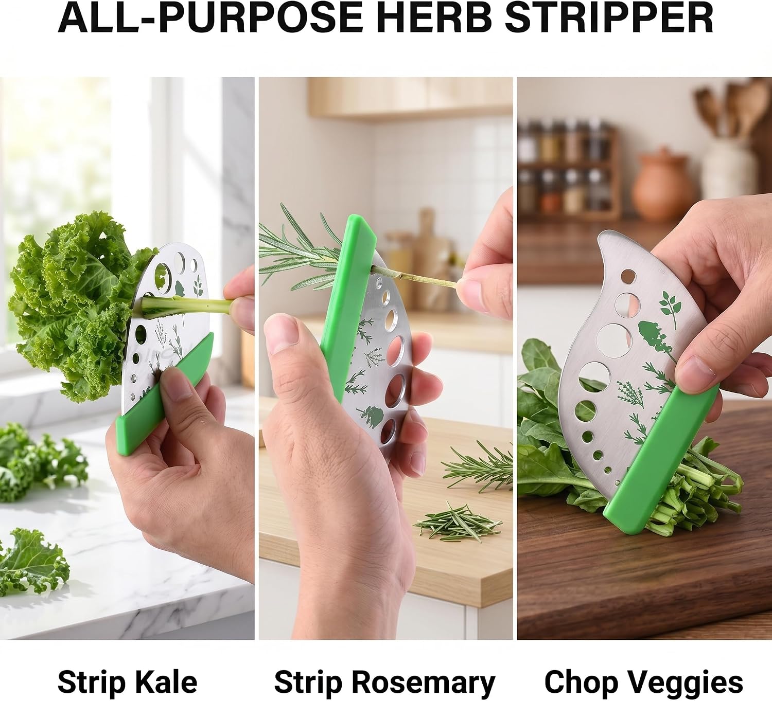 Herb Stripper, 9-Hole Stainless Steel Leaf Remover