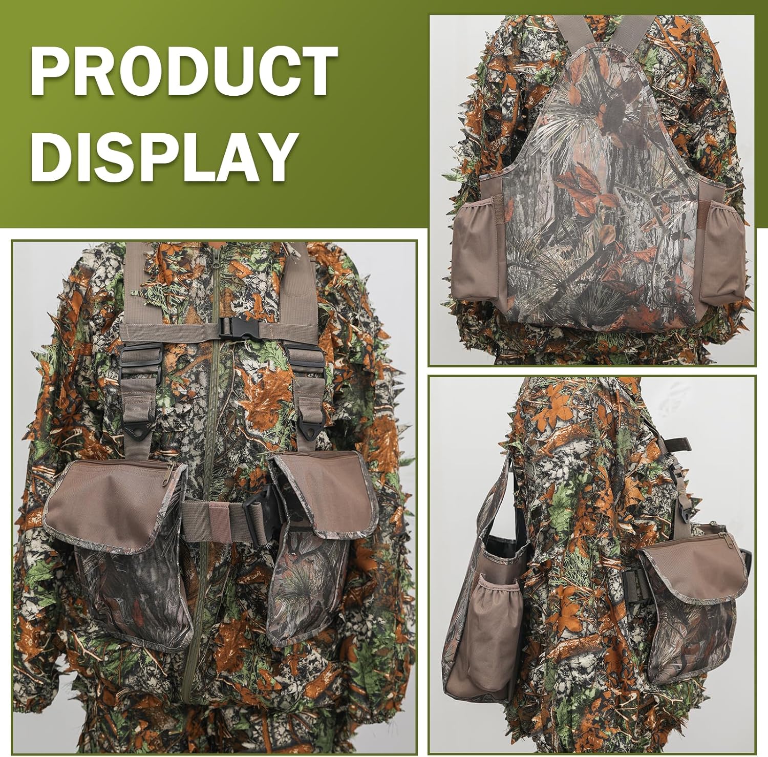 Tactical Hunting Vest with Game Pouch Adjustable Chest & Shoulder Strap for Upland Bird Hunting, Fit for Men and Women Outdoor Enthusiasts