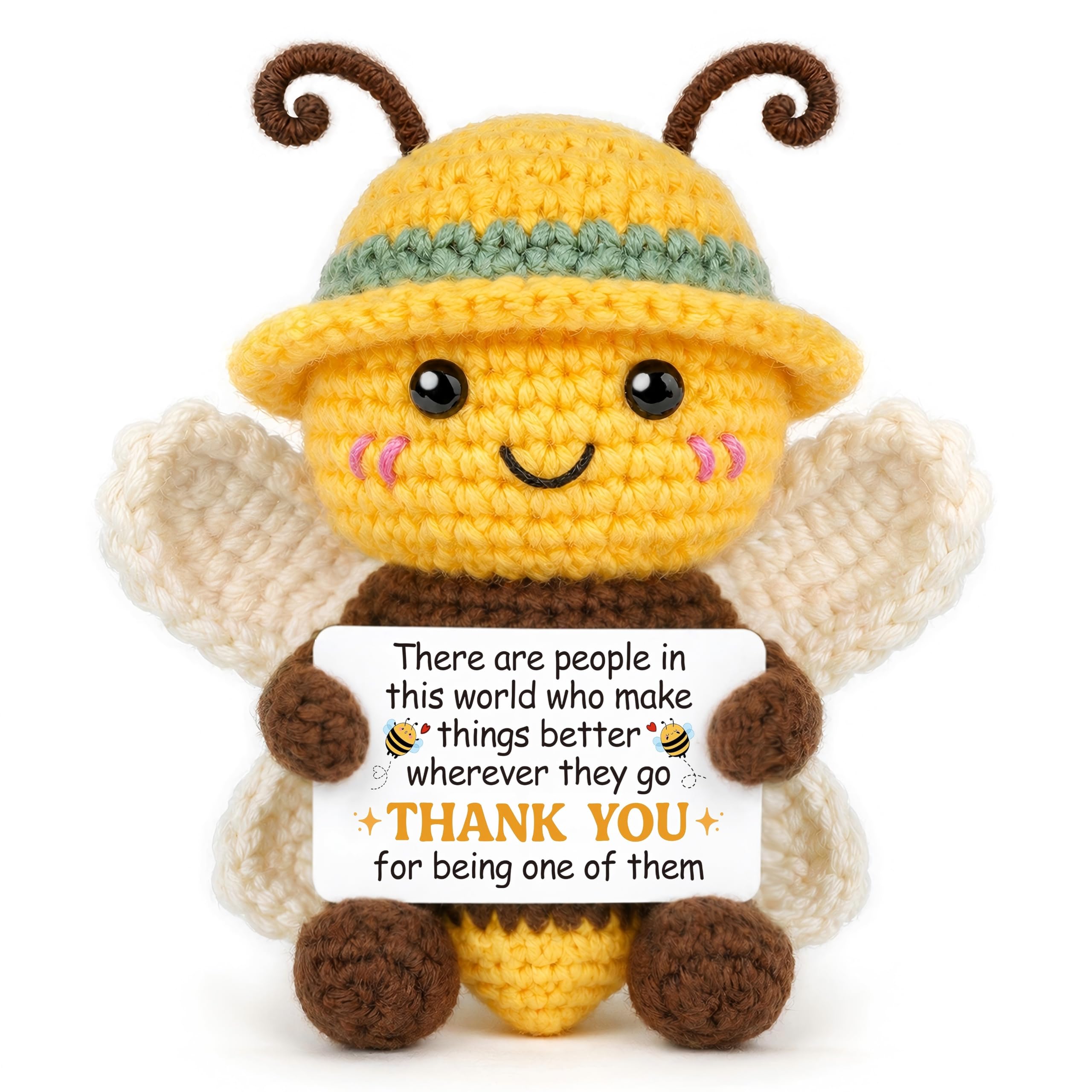 Thank You Gifts for Women - Handmade Positive Bee Doll Crochet with Card