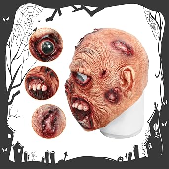 Bulex Halloween Scary Zomie Mask Bloody Old Man Mask Horror Monster Latex Mischief Cosplay Costume Haunted House Escape Room Prop