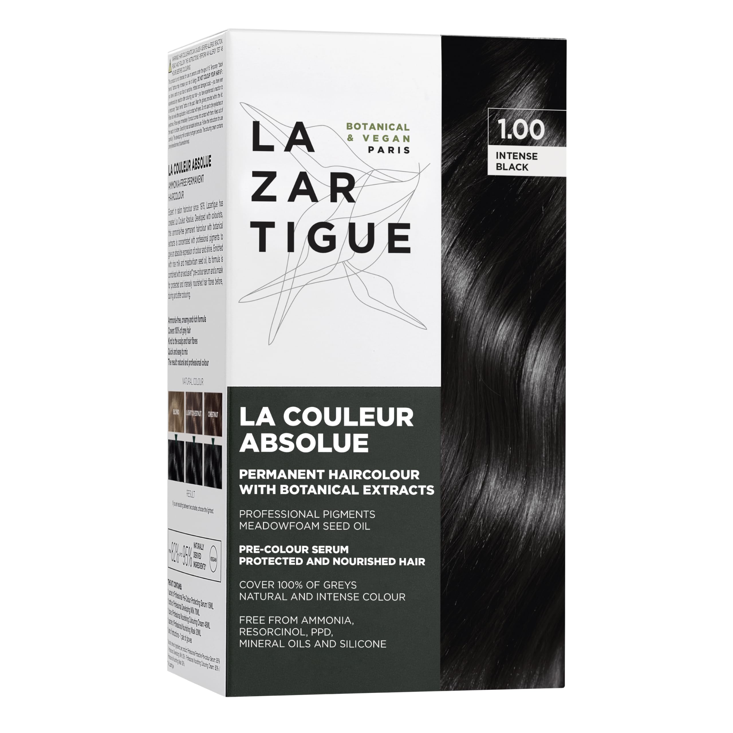LAZARTIGUE LA COULEUR ABSOLUE - Permanent Haircolour, Ammonia-Free Vegan Formula with Botanical Extracts, 100% Grey Coverage, Hair Dye Kit for Home Use in 1 box