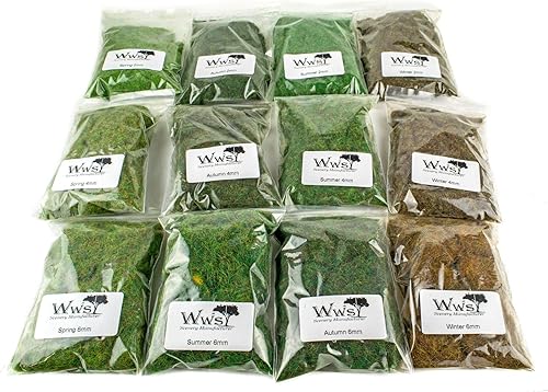 Miniatura 8 de War World Scenics - Kit de césped estático para cuatro estaciones, modelo de modelado, ferrocarril, ferrocarril, juego de guerra, diseño, paisaje,