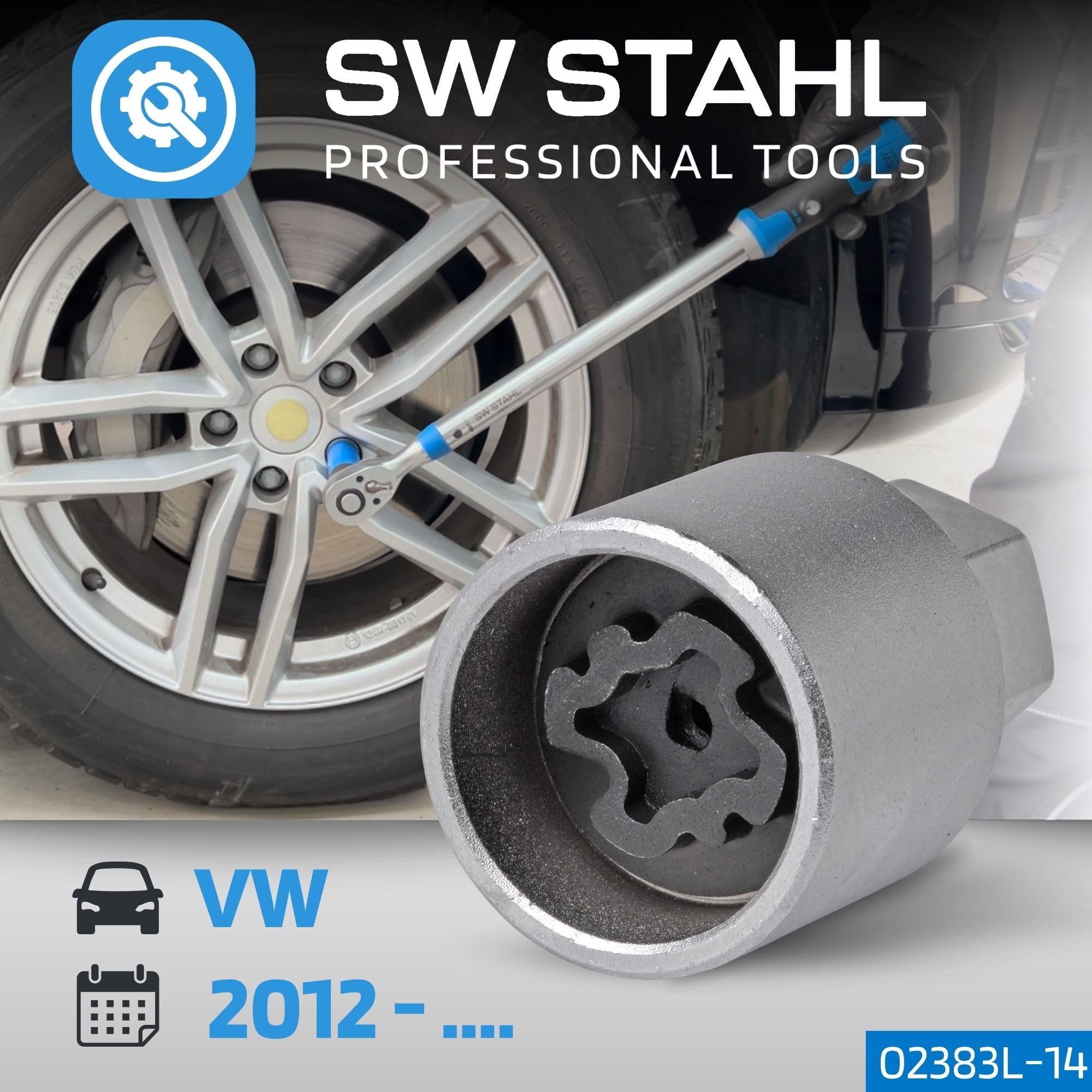 SW-Stahl 02383L-14 - Lucchetto per cerchioni, adattatore VW 534