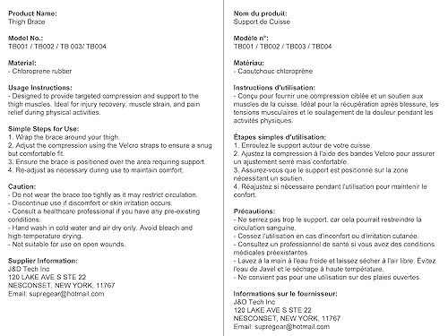 Miniatura 10 de supregear Soporte para muslo, envoltura cuádruple ajustable para isquiotibiales, manga de compresión de muslo de neopreno para músculos de la ingle