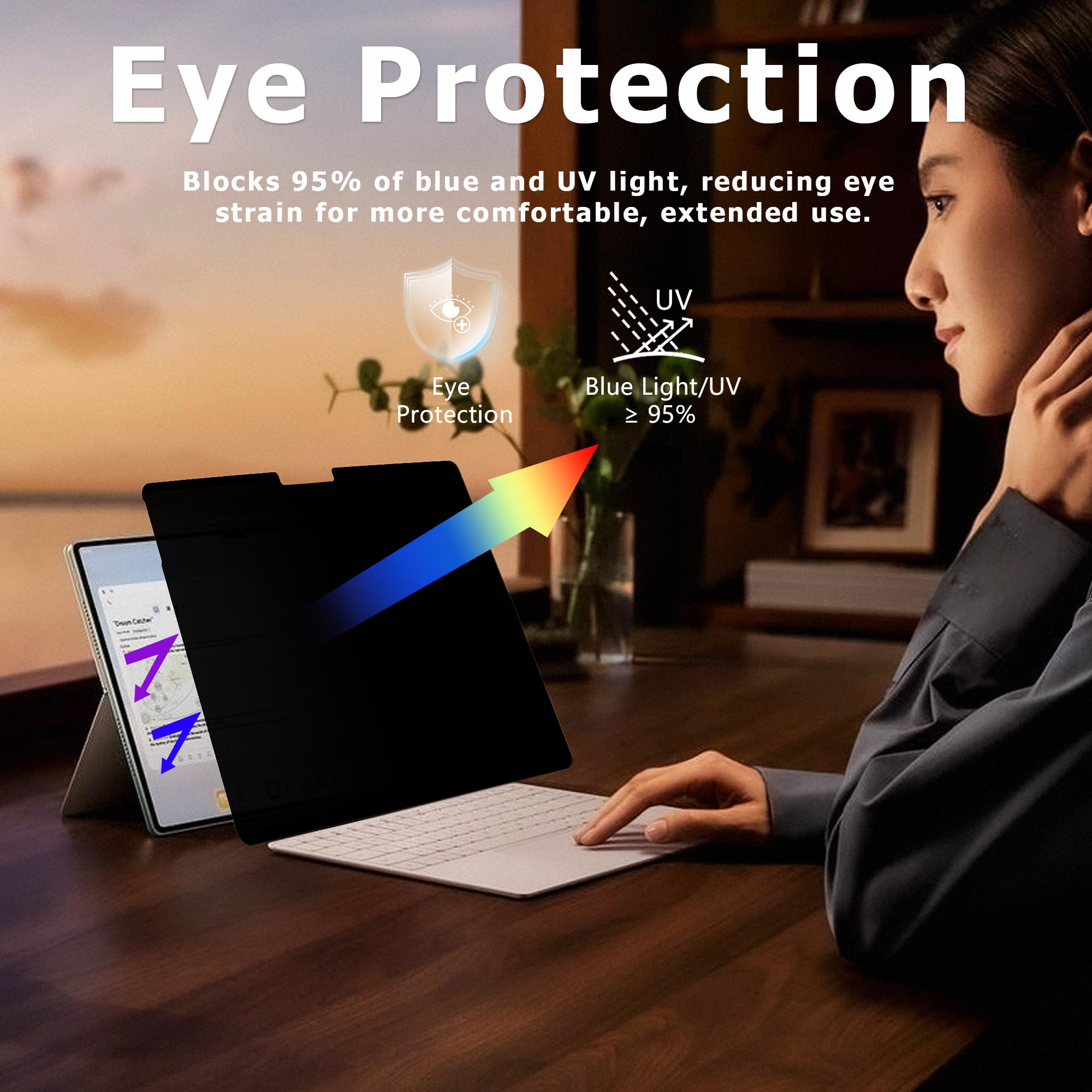 Adeway Protector de pantalla de privacidad para Surface Go 4/3/2/1 de 10.5 pulgadas, nano magnético, antiespía, extraíble, luz azul y bloqueo UV, antirreflejos
