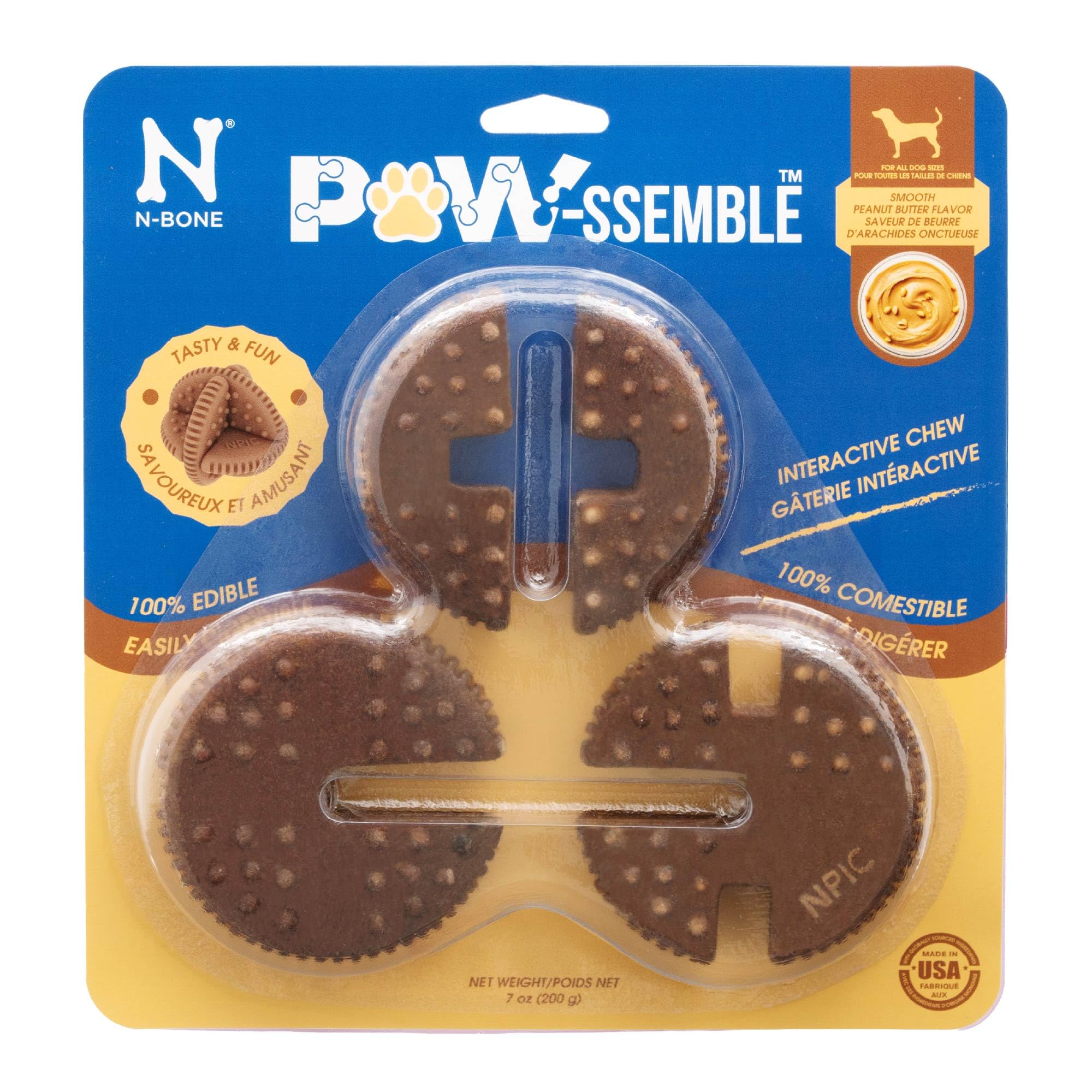 N-Bone Paw-ssemble, Interactive Dog Dental Chewing Treat, Peanut Butter Flavor, 7oz (Peanut Butter)