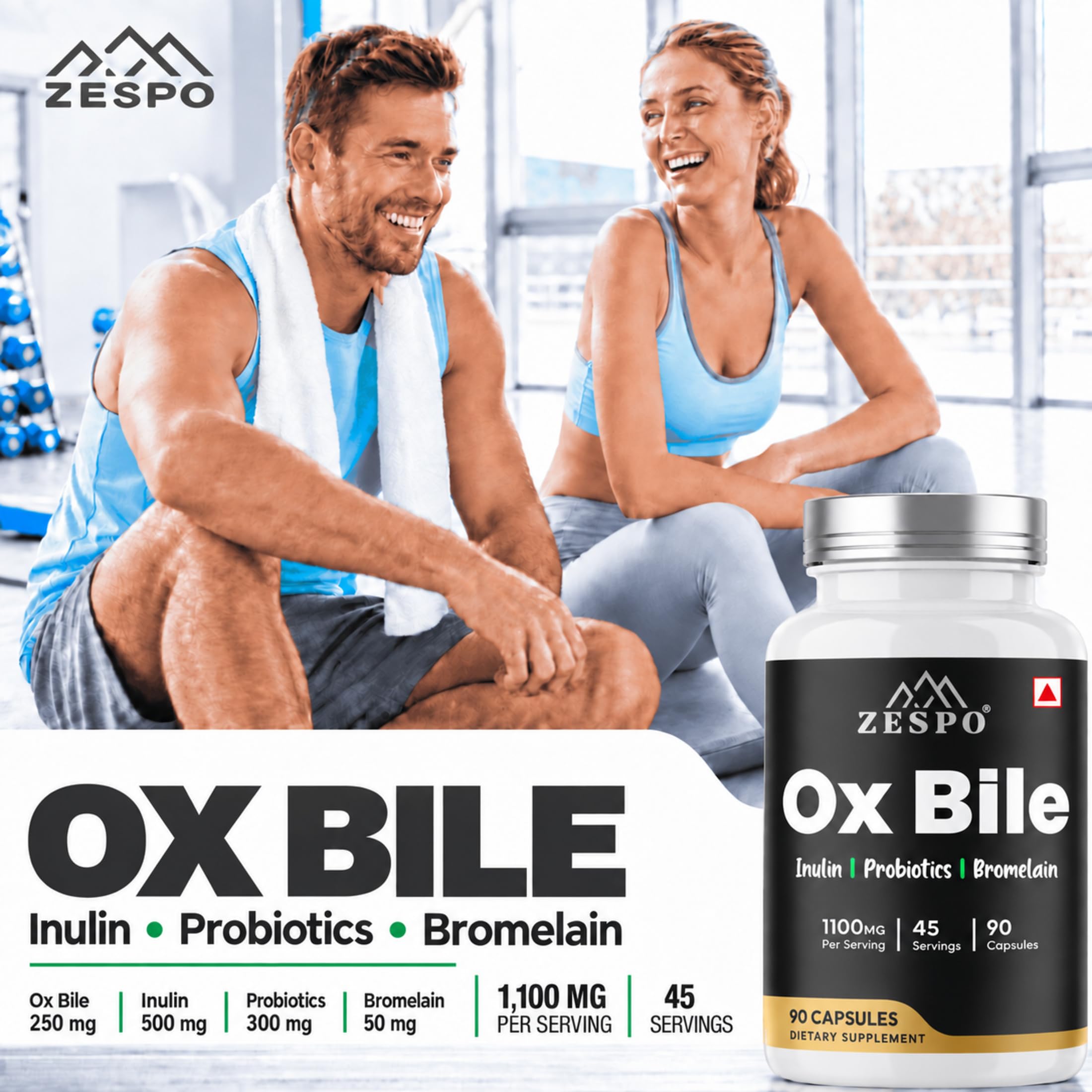 Zespo Ox Bile Supplement 1100mg with Inulin & Probiotics, 90 Capsules — Amazon image 7