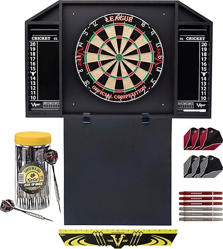 Viper by GLD Products Resolute - Paquete de tablero de dardos listo para jugar con diana de sisal de la liga, línea de lanzamiento, dardos de punta