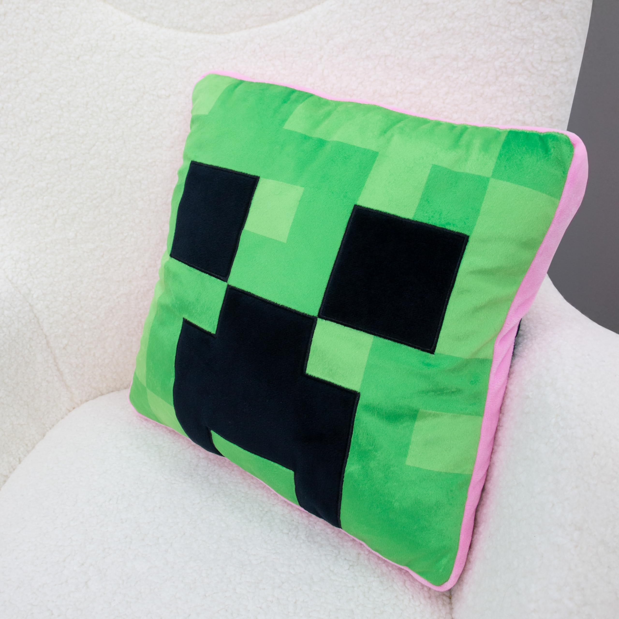Cuscino quadrato Minecraft Vibes con licenza ufficiale, super morbido, reversibile, 2 lati, perfetto per qualsiasi camera da letto, divano o sul letto, 35 cm x 35 cm.