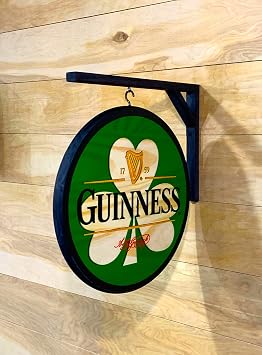 Guinness Shamrock Double-Sided Pub Sign Green, Black, red