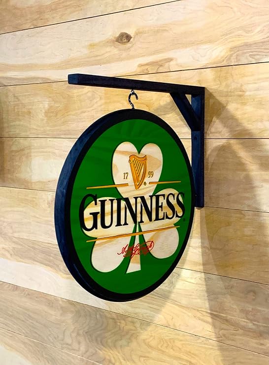 Guinness Shamrock Double-Sided Pub Sign Green, Black, red