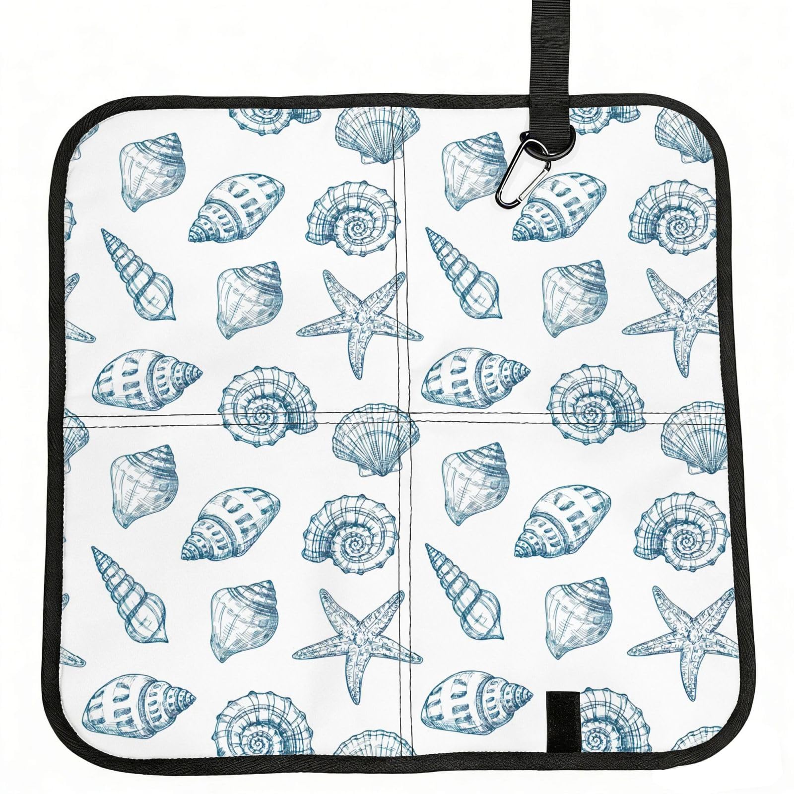 SDEGTHO Starfish Shell Print Padded Seat Pad Folding Cushion Waterproof Bench Mat Portable Outdoor Rest Mat 15.8"
