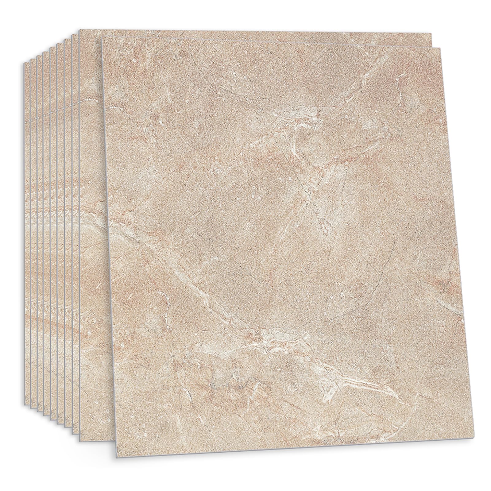 10 piastrelle adesive per pavimenti in marmo beige, da attaccare e staccare e incollare, per bagno, cucina, pavimenti in vinile, per soggiorno, pavimenti impermeabili per la casa, 30 x 30 cm