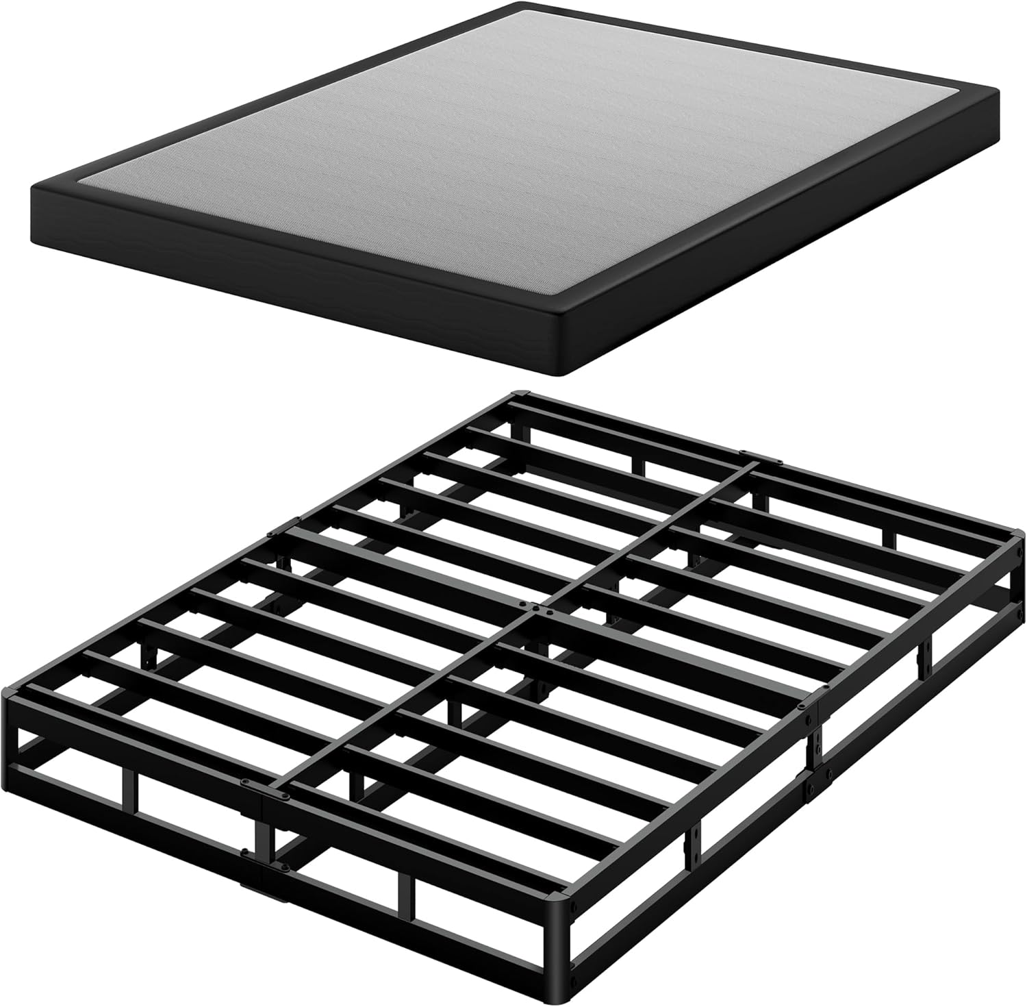 Box Spring for Queen Bed, 5 Inch Low Profile Queen Box Spring Only Bed Base, Heavy Duty Metal Frame Mattress Foundation with Fabric Cover, Easy Assembly-Noise Free Queen 5 Inch