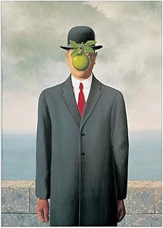 Artopweb Pannelli Decorativi Magritte Les Fils De L'Homme Quadro, Legno, Multicolore, 50x1.8x70 cm