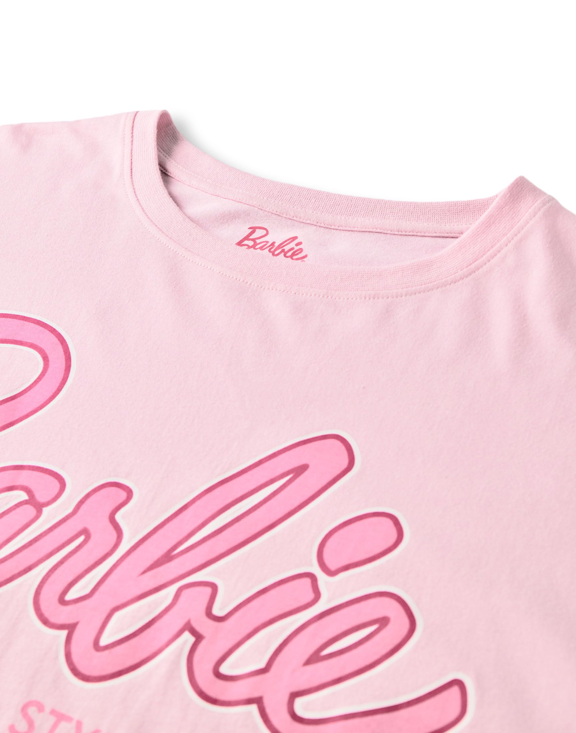 Barbie Damska piżama w kolorze różowym, damska koszulka z krótkim rękawem z grafiką i długimi nogawkami na całej powierzchni z nadrukiem | Klasyczne logo ikona oryginalnego stylu | Odzież filmowa dla