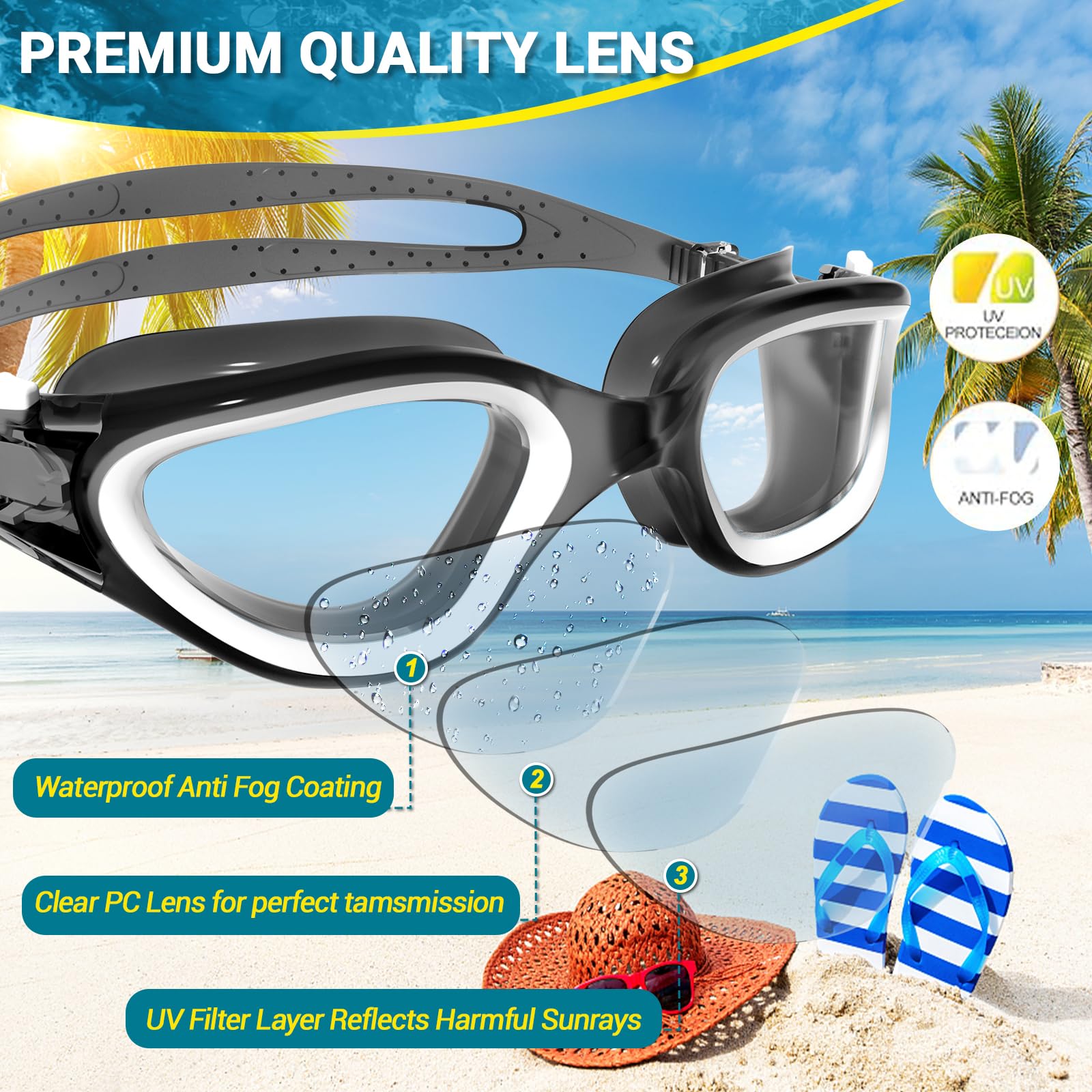 Winline Occhialini da Nuoto Anti-Appannamento Anti-leak Protezione UV Visione Chiara,Occhialini nuoto polarizzate/non polarizzate per Uomo Donna Adulti e Adolescenti