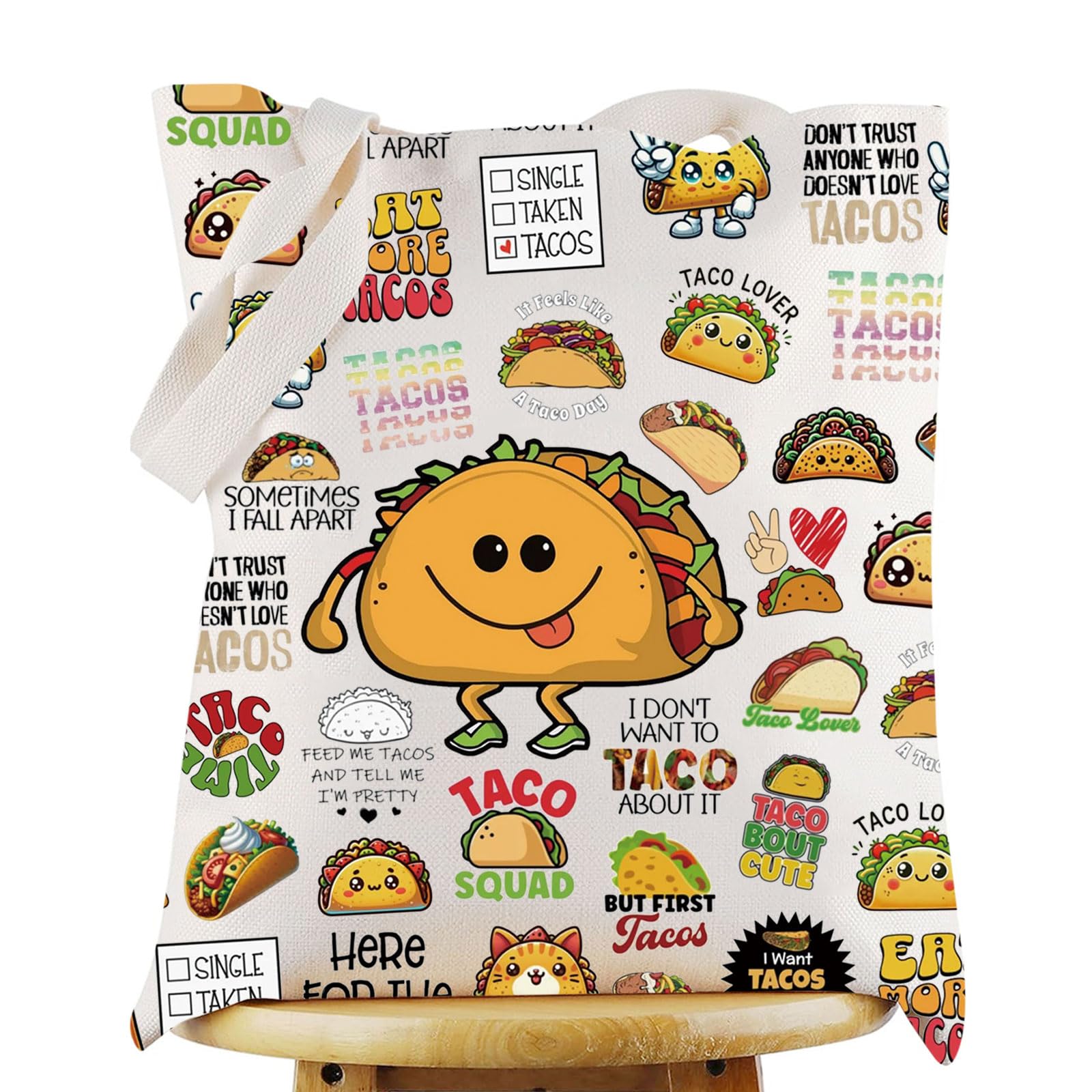 KEYCHIN Taco Squad Tote Bag Mexican Food Gifts Taco Lover Reusable Grocery Bag Taco Party Gifts