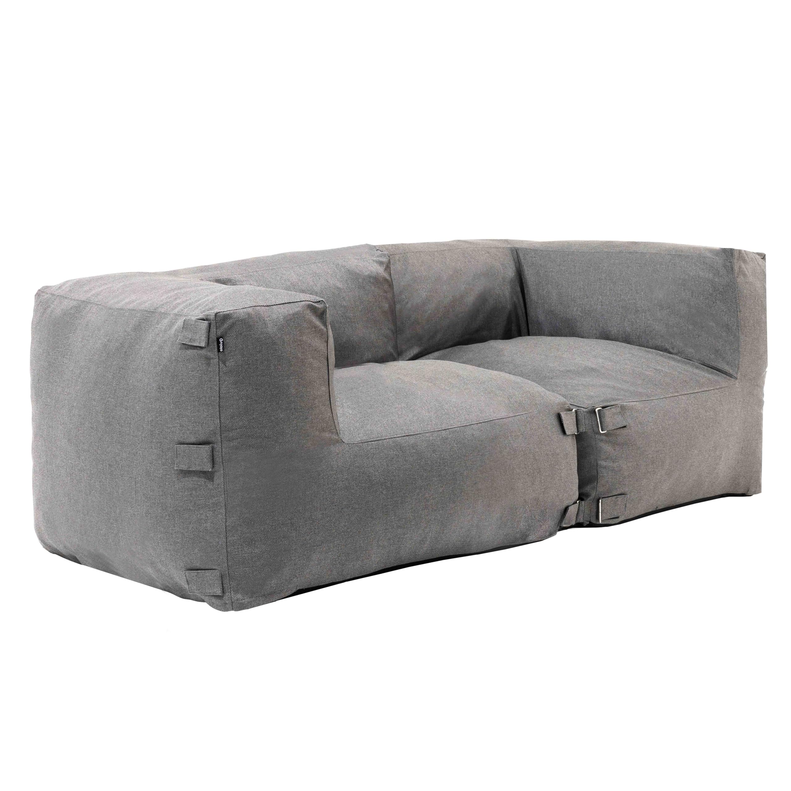 Oviala Salon de Jardin modulable avec 2 fauteuils d'angle Gris - Mixi