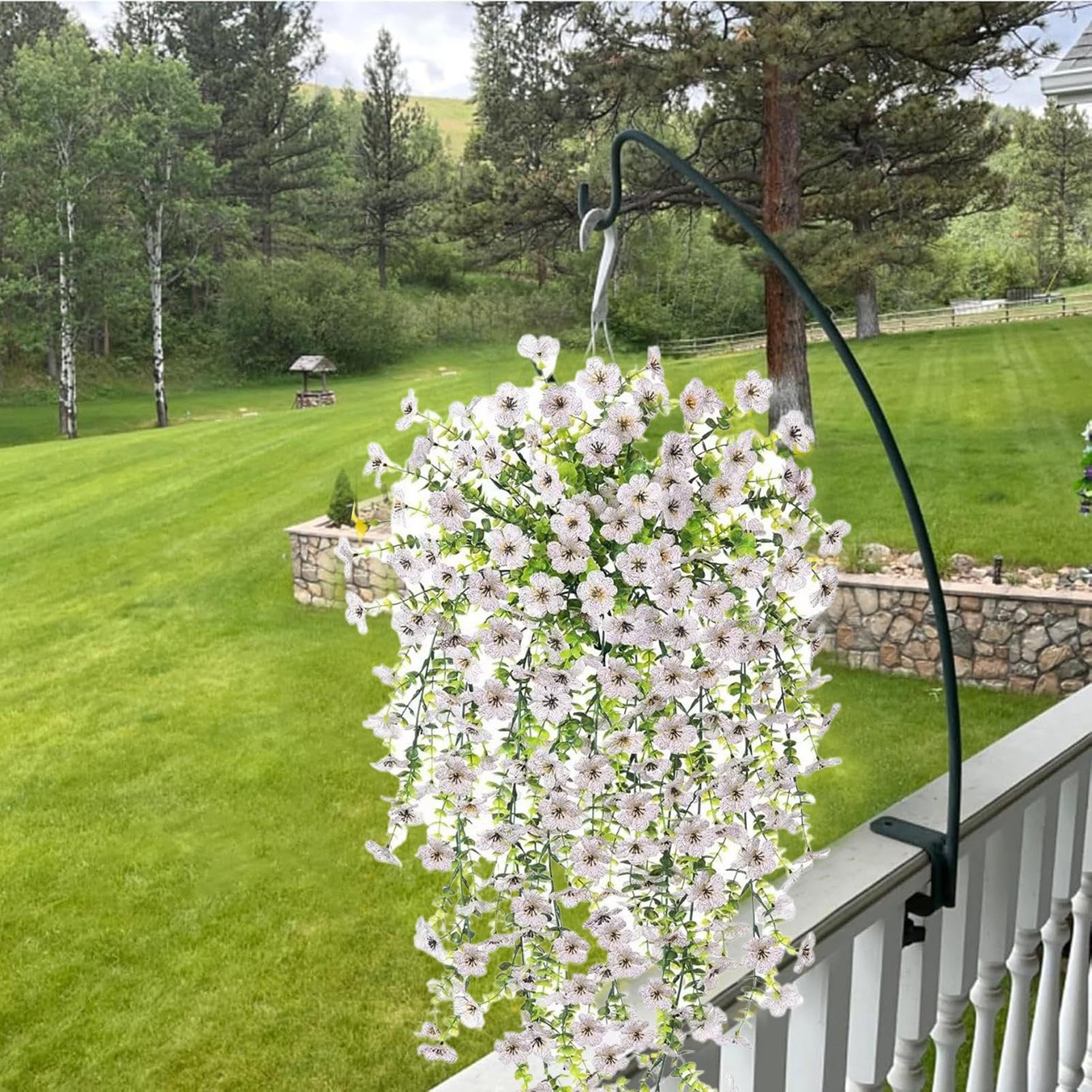 Acquista 2 pezzi di piante di fiori artificiali pendenti di violetta resistenti ai raggi UV, finte piante di edera di plastica, per la casa, per matrimoni, per interni ed esterni, per il