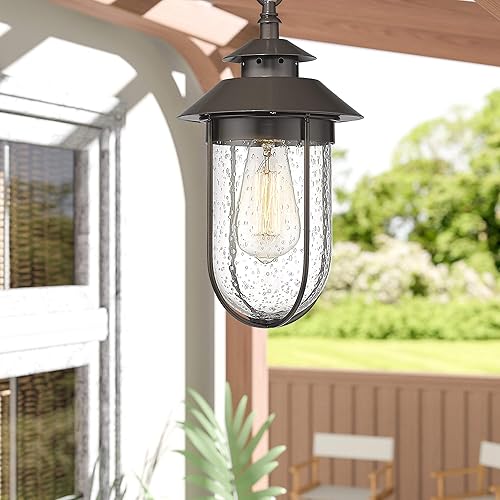 Miniatura 6 de Odeums Luces colgantes para exteriores, linterna colgante exterior de 1 luz, luces colgantes exteriores, lámpara de techo colgante para entrada,