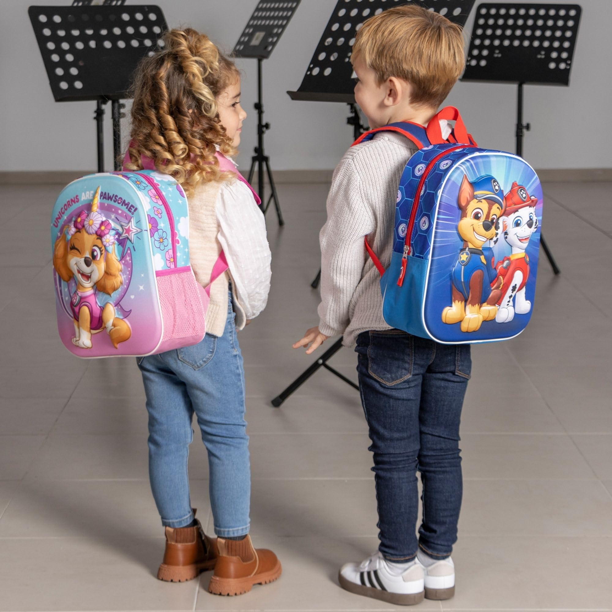 Patrulla Canina Mochila Infantil con Diseño 3D de Chase y Marshall - Mochila Escolar para Niños Fans de Paw Patrol Ideal para Guardería y Viajes