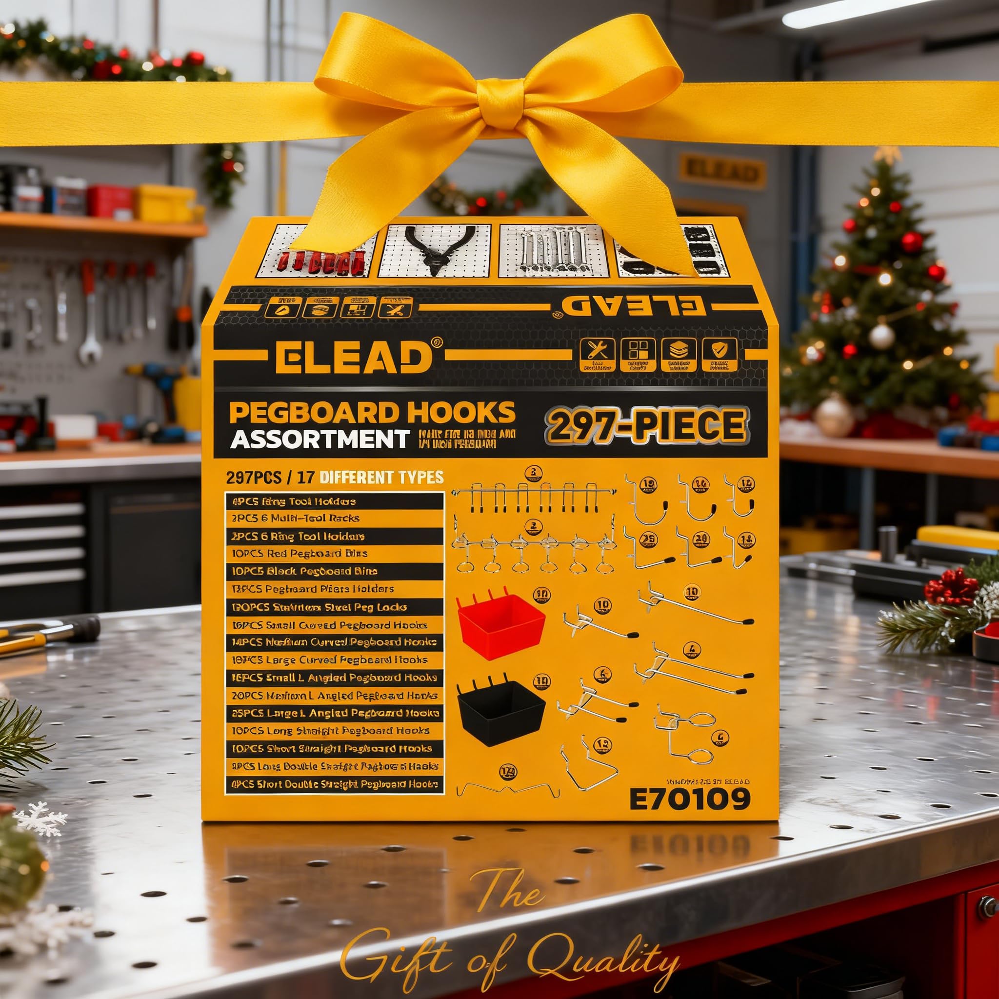 Best Pegboard Organizer 2026: 5 Wall Tool Systems 3 ELEAD 297 Piece Pegboard Hooks Kit, Peg Board Organizer Accessories with Bins fo — product photo