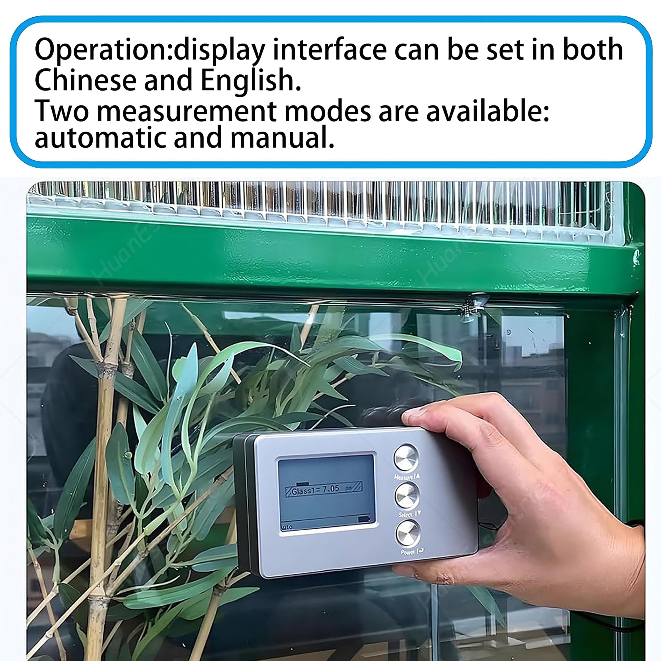 Misuratore Digitale per Doppio/Triplo Vetro, Rileva con Precisione 0,1mm Spessore Cristallo e Distanza d'Aria, Display LCD, Strumento Affidabile per Controlli qualità in Industria Vetraria