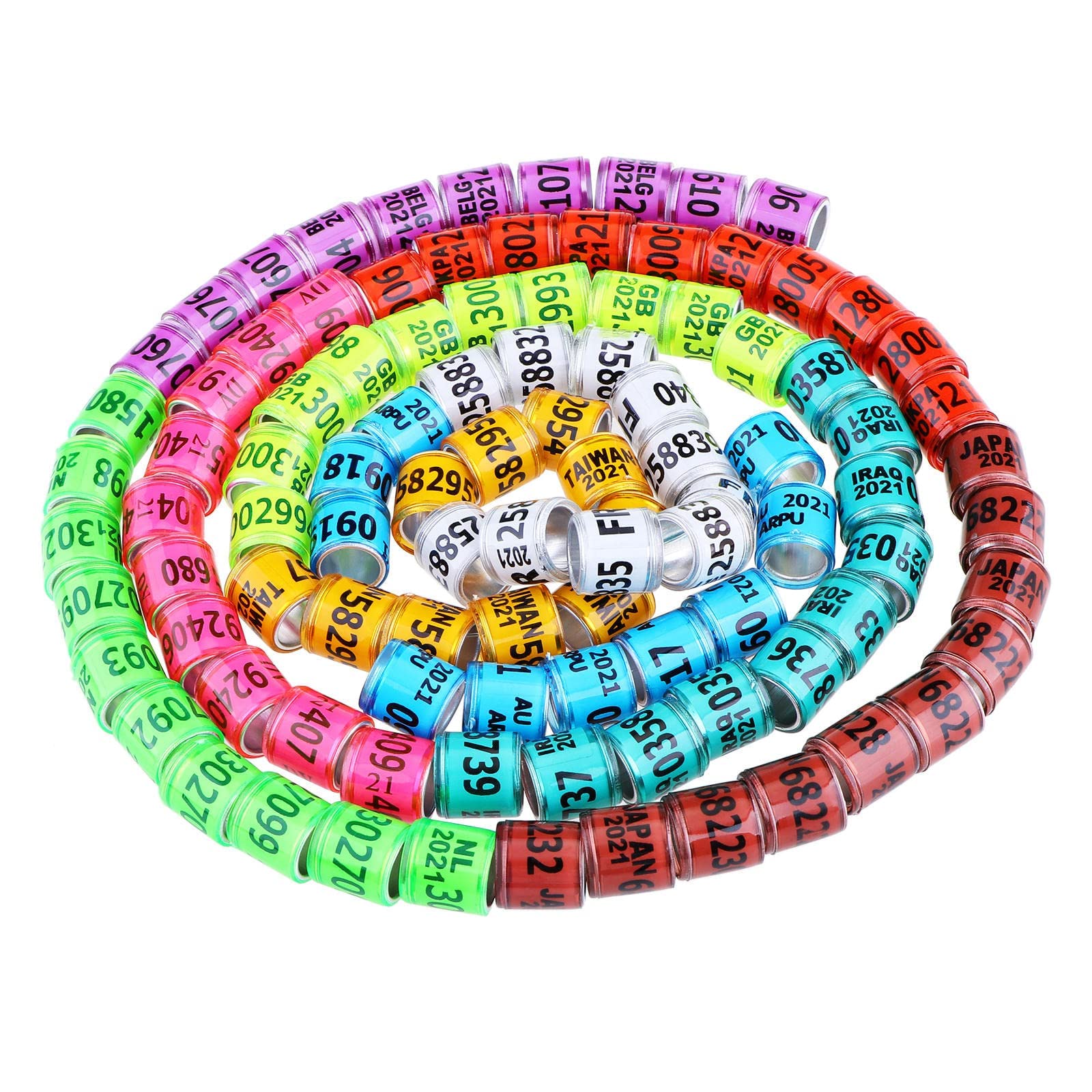 MagiDeal 100 Anelli In Alluminio E Plastica Per Piccioni – 8 Mm, Colori Misti Per Identificazione Nazionale