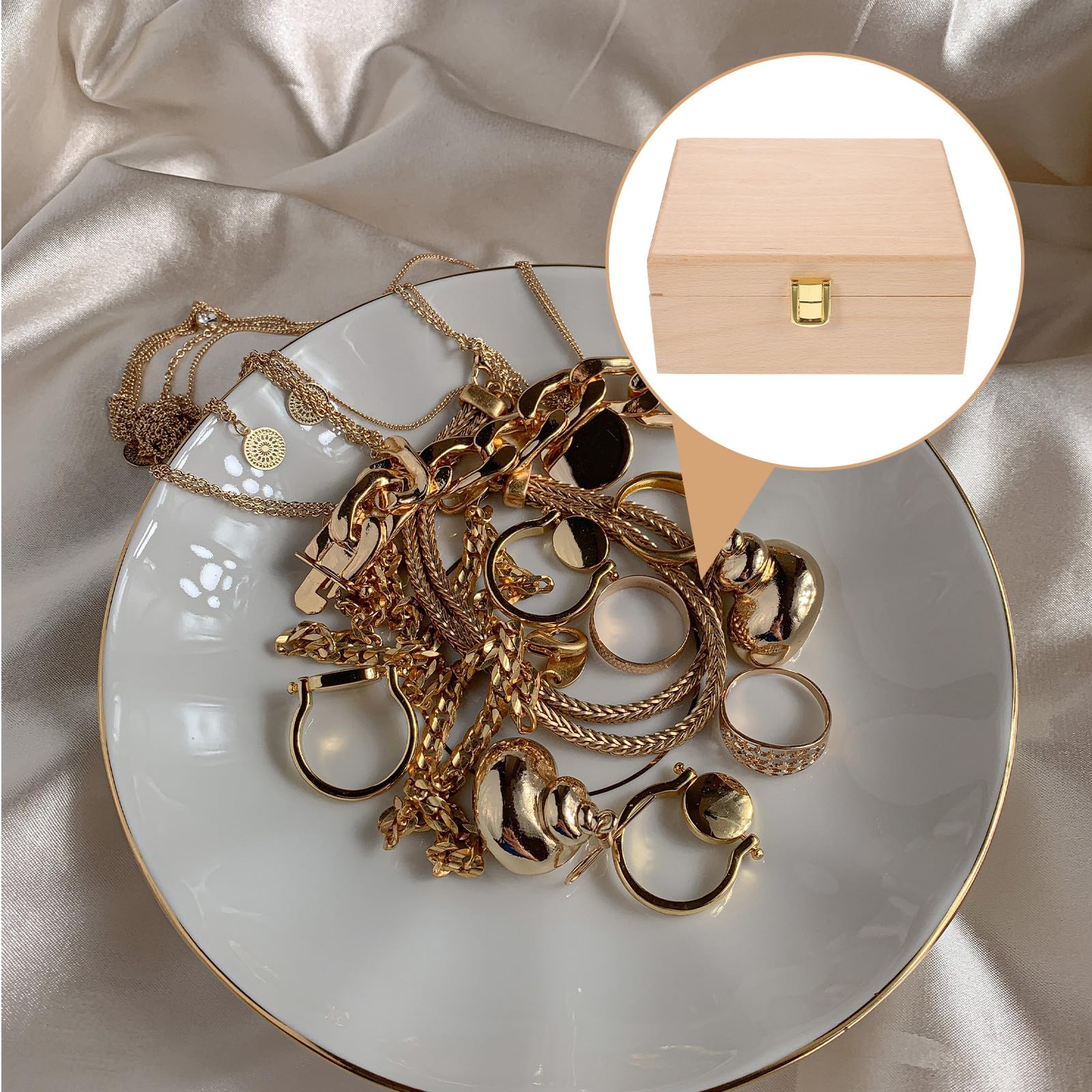 Supvox Kleine Holzkiste als Schmuckaufbewahrungsbox mit Feiner Politur Praktische Geschenkverpackung für Schmuck und Zigarren im Zuhause