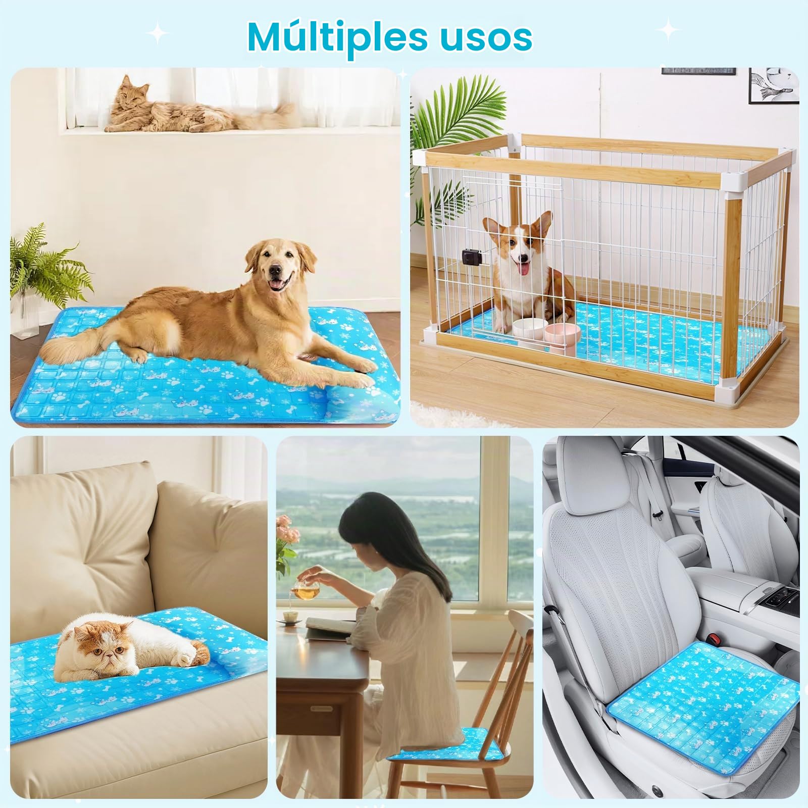 Manta Fria para Perros y Gatos, Manta Refrescante Perro con Gel Sólido No Tóxico, Cama Fria para Gatos, Duradera, Mascotas Pequeñas, Medianas y Grandes
