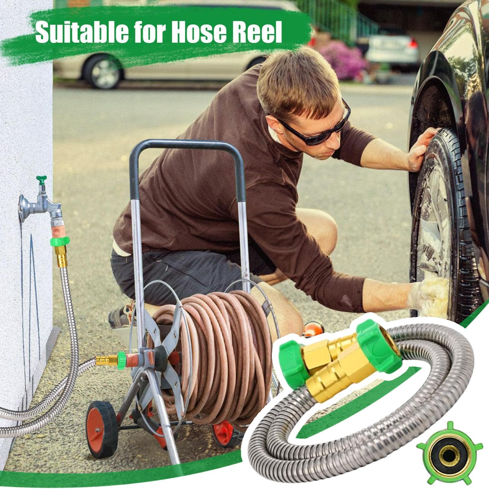 Tubo Da Giardino Garlephant 0,9m – Flessibile, Antigroviglio, Raccordo Girevole 360° - 6