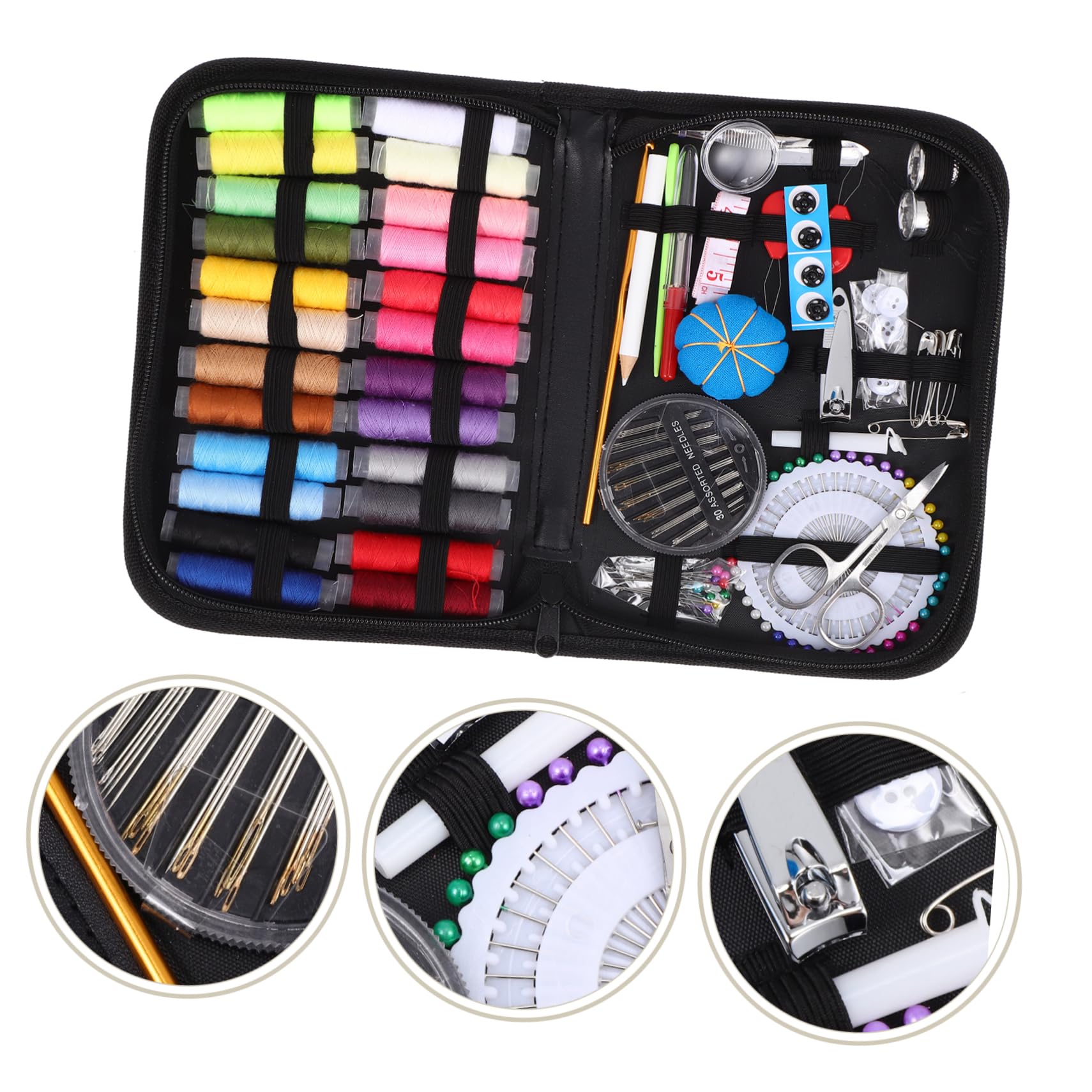 Kit de Costura Multifunción Hogar, 132 Piezas, Negro