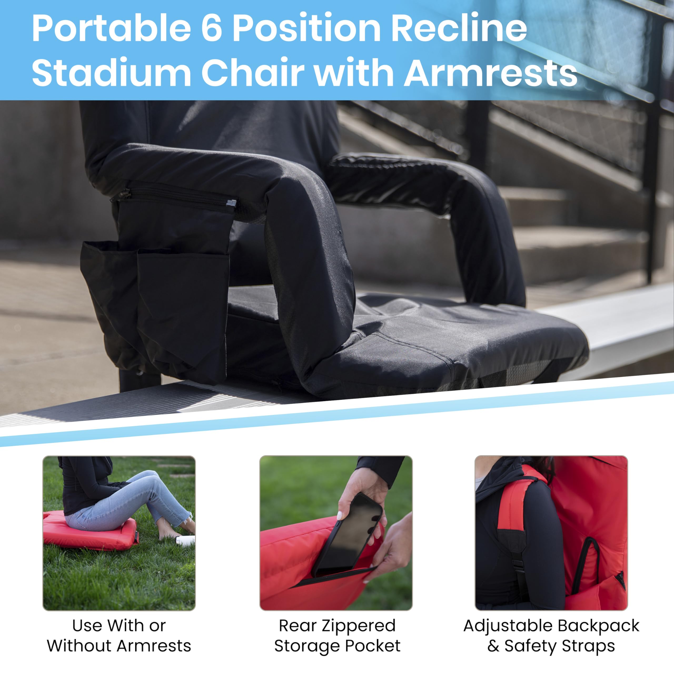 Amazon.com: EMMA + OLIVER Folding Stadium Chair with Armrests