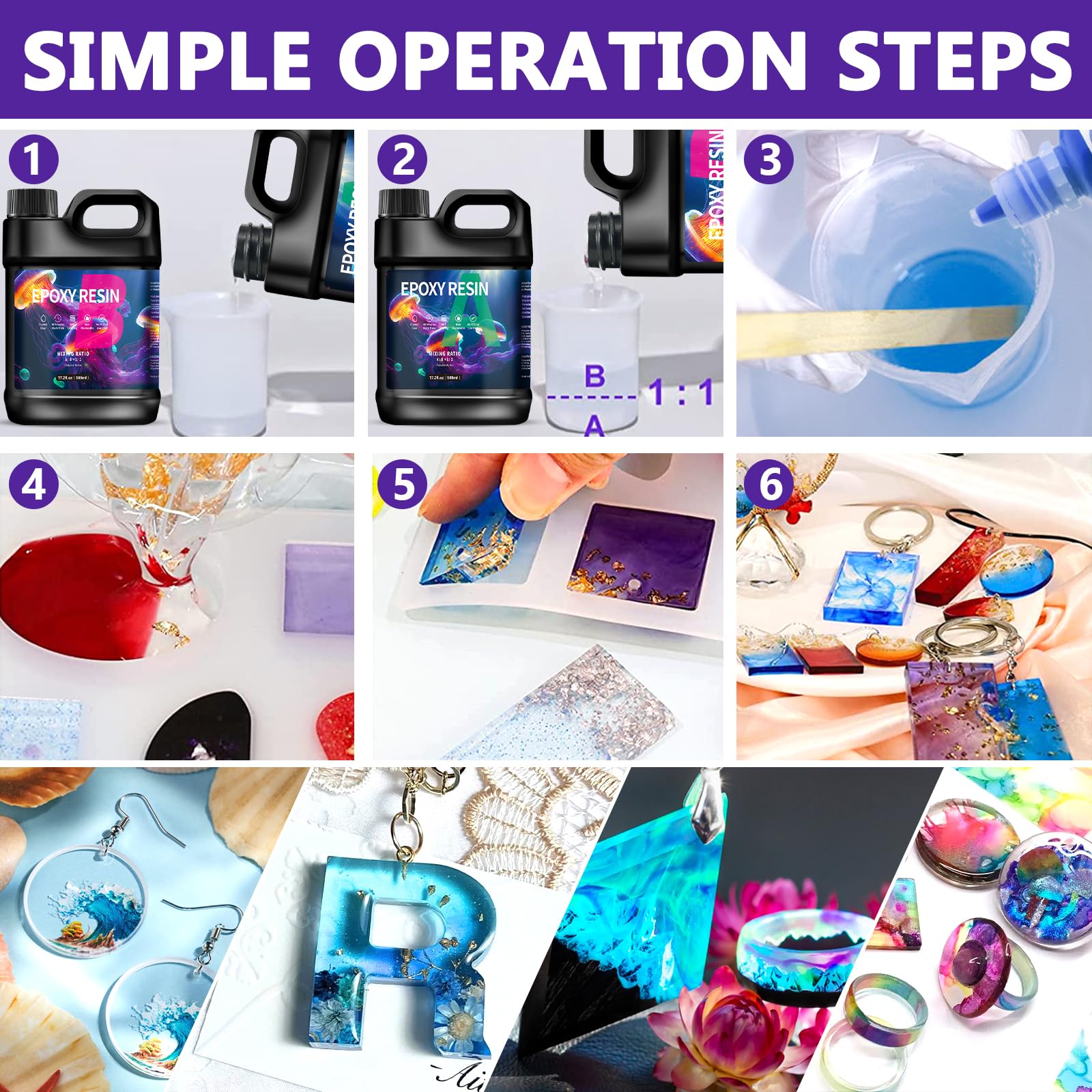 Kit Resina Epossidica Trasparente 1016ml - Con Pigmenti E Accessori Per Creazioni Fai Da Te - Foto 5