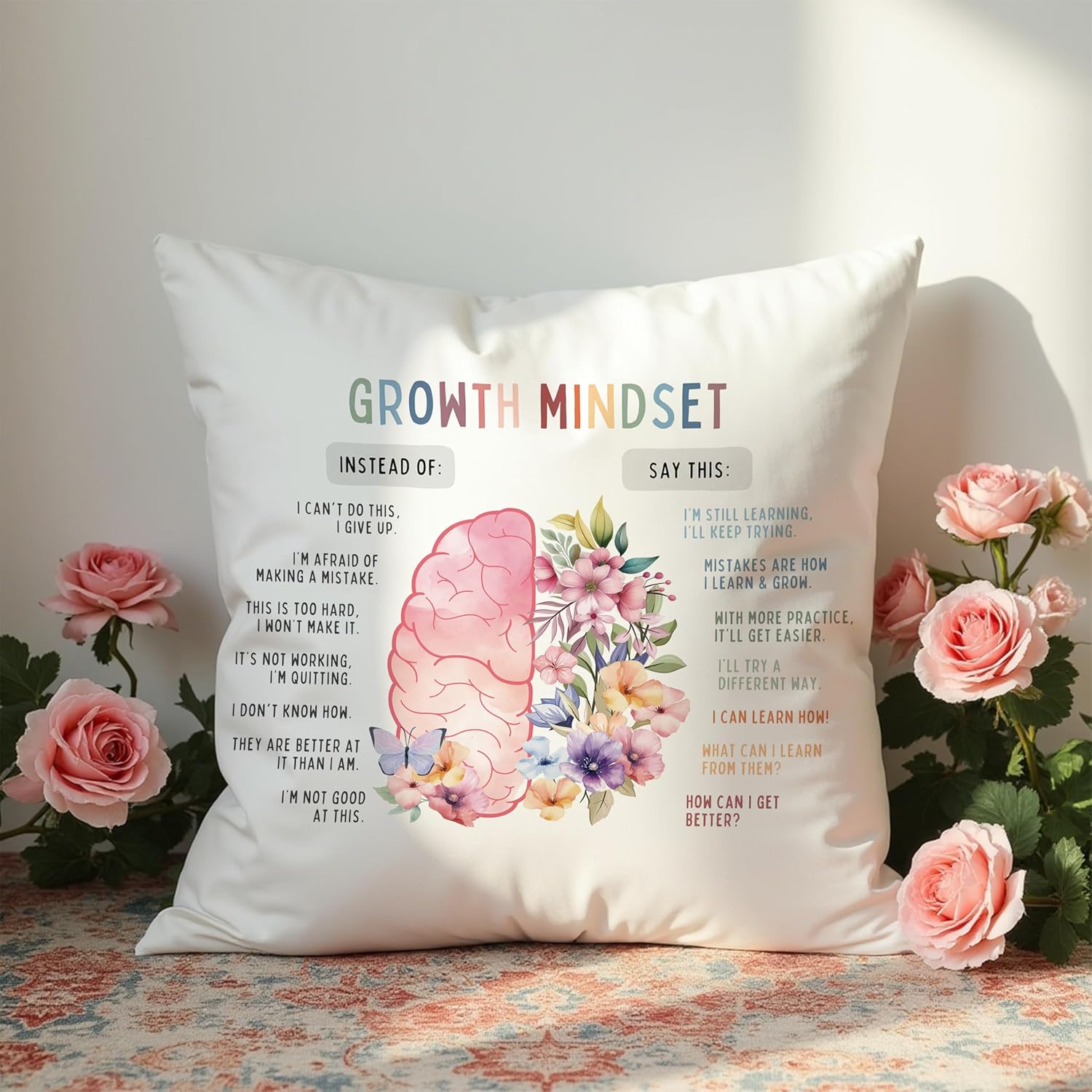 Growth Mindset Mental Health Pillow Covers 18x18, Mental Health Gifts for Women, Boho Inspirational Psychology Decorative Pillow Covers for Home Therapy Counselor Office - Image 5