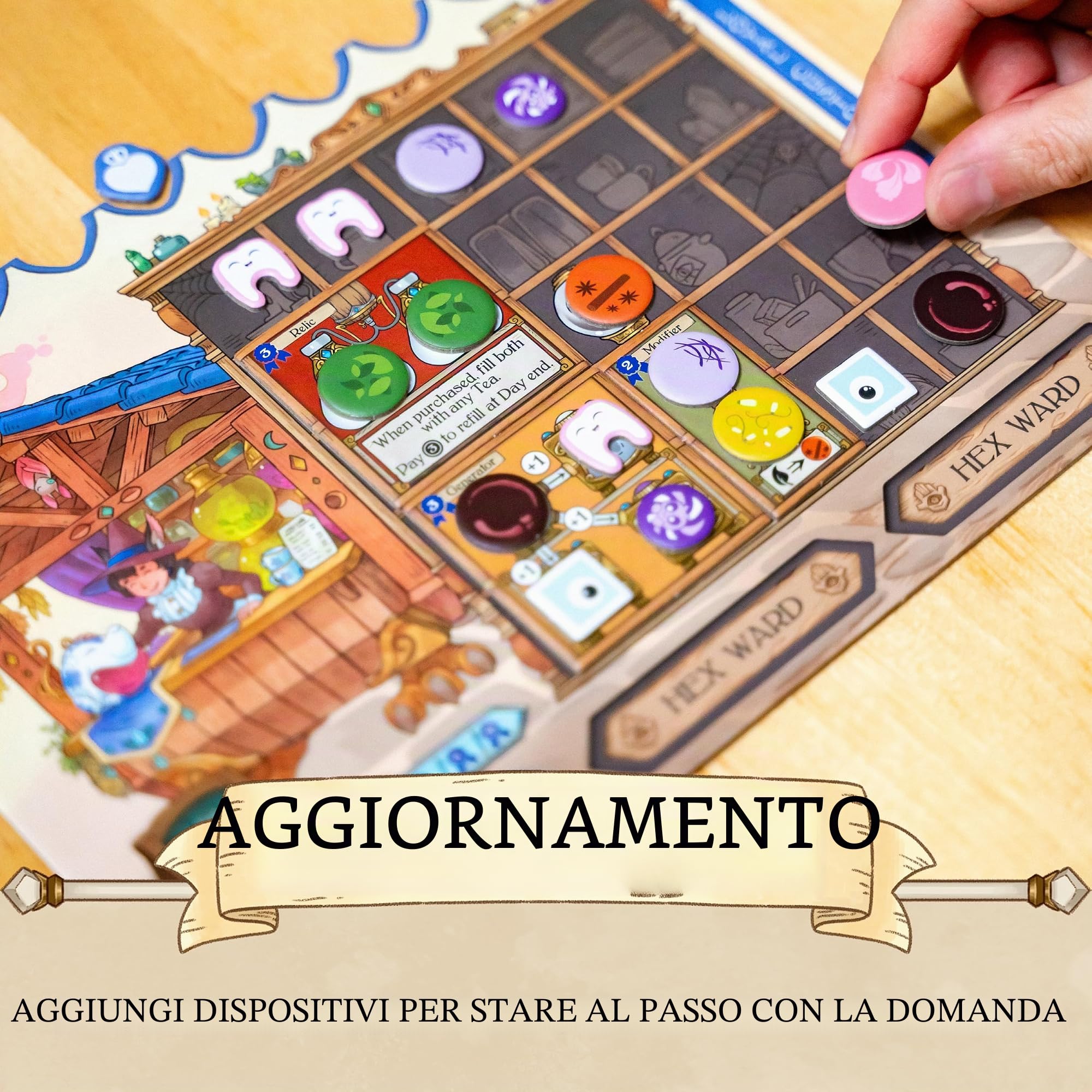 USAopoly | Tea Witches | Gioco Da Tavolo Worker Placement Fantasia Con Preparazione Tè TeaPups Upgrade Alta Rigiocabilità | 2 A 4 Giocatori | 60 A 90 Minuti