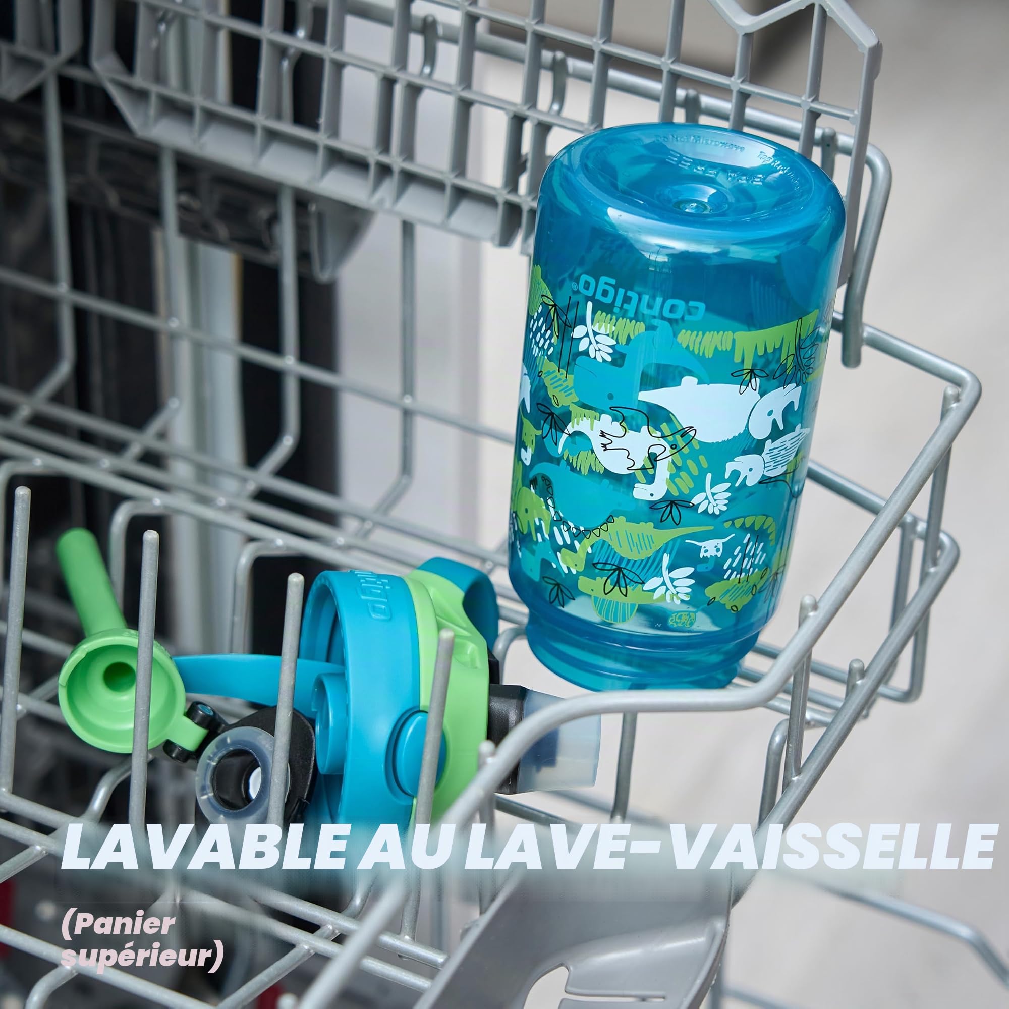 Contigo Easy Clean Bouteille thermos pour enfants avec paille, bouteille d’eau en acier inoxydable sans BPA, 100 % étanche, nettoyage facile, idéale pour crèches, maternelles, écoles et sport, 380 ml