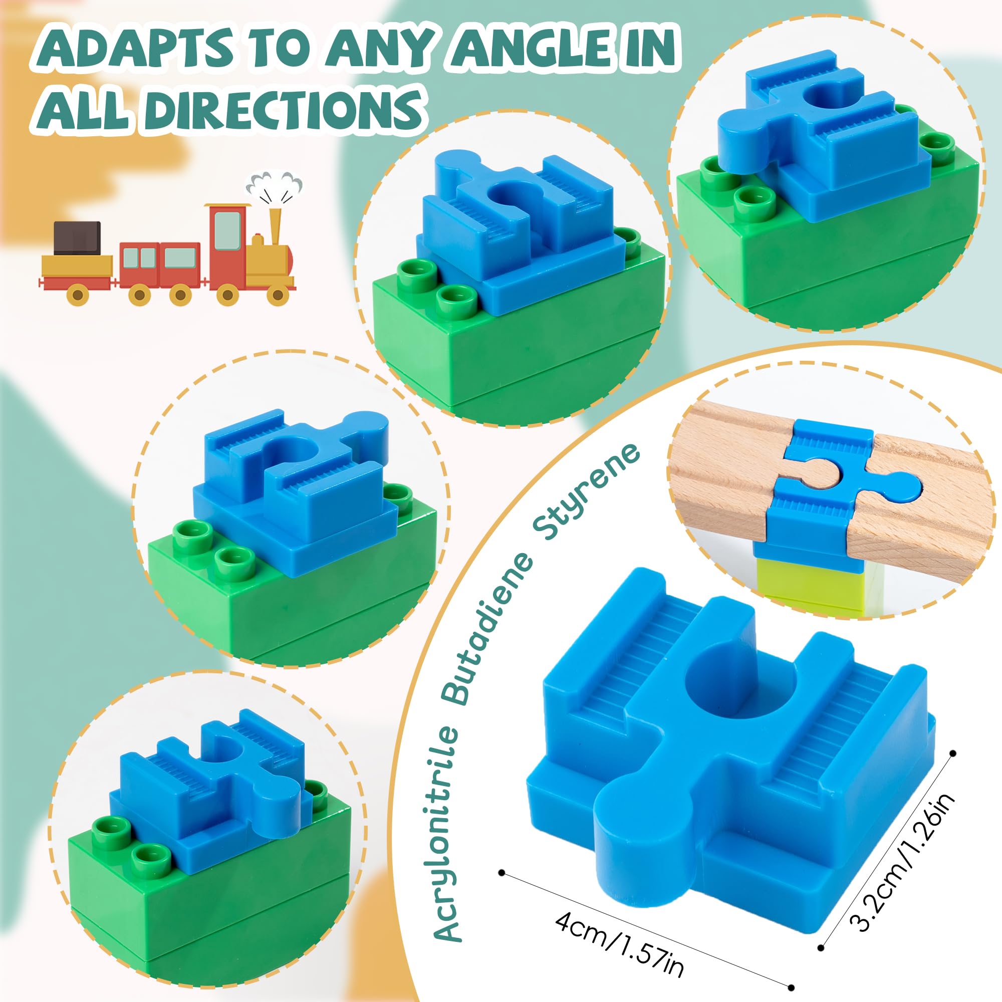 Wooden Train Tracks 28 PiecesWooden Tracks Adapter Wooden Train Tracks Accessorie Train Toy for 3 Year Old Boys and Girls - Image 2